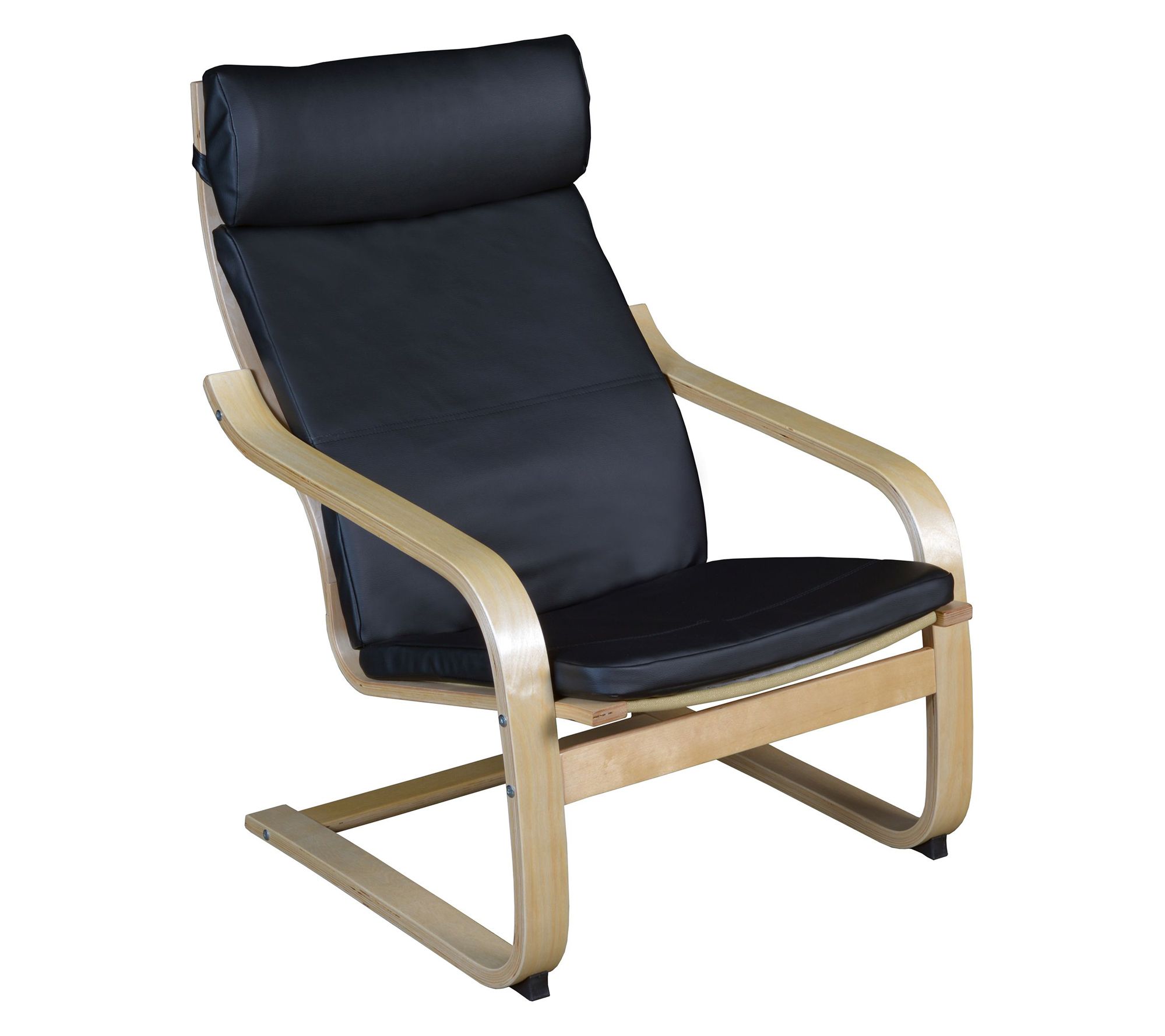 Niche Mia Bentwood Reclining Chair- Natural/ Black Leather