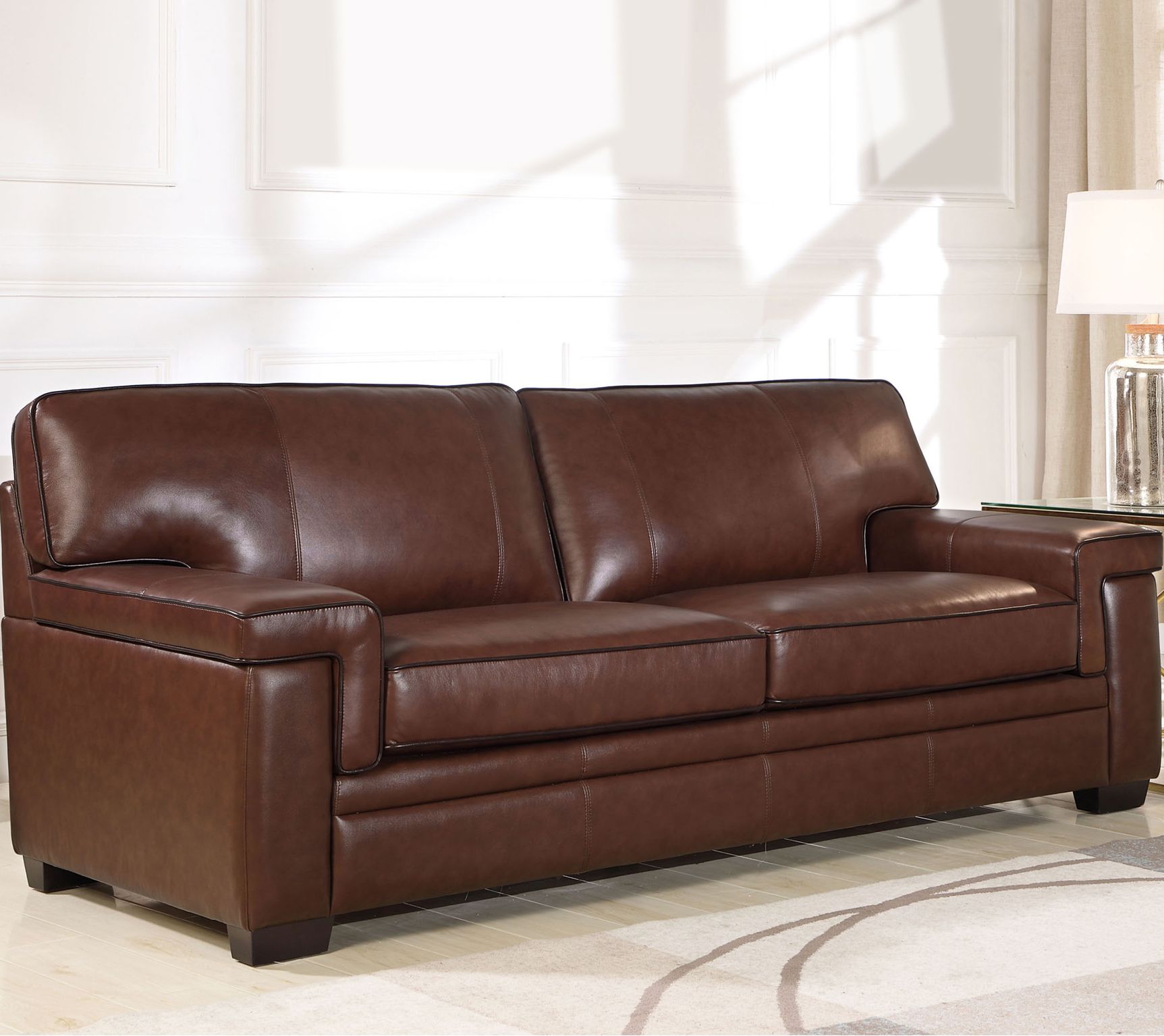 Abbyson Living London Top Grain Leather Room Sofa Set Baci Living Room