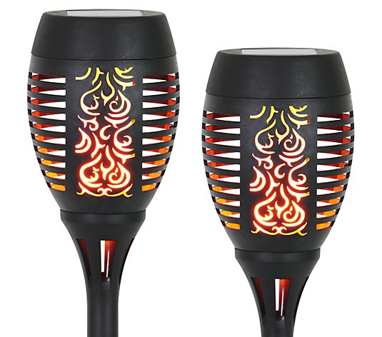 Exhart Solar Dancing Flame Torch Stake Set