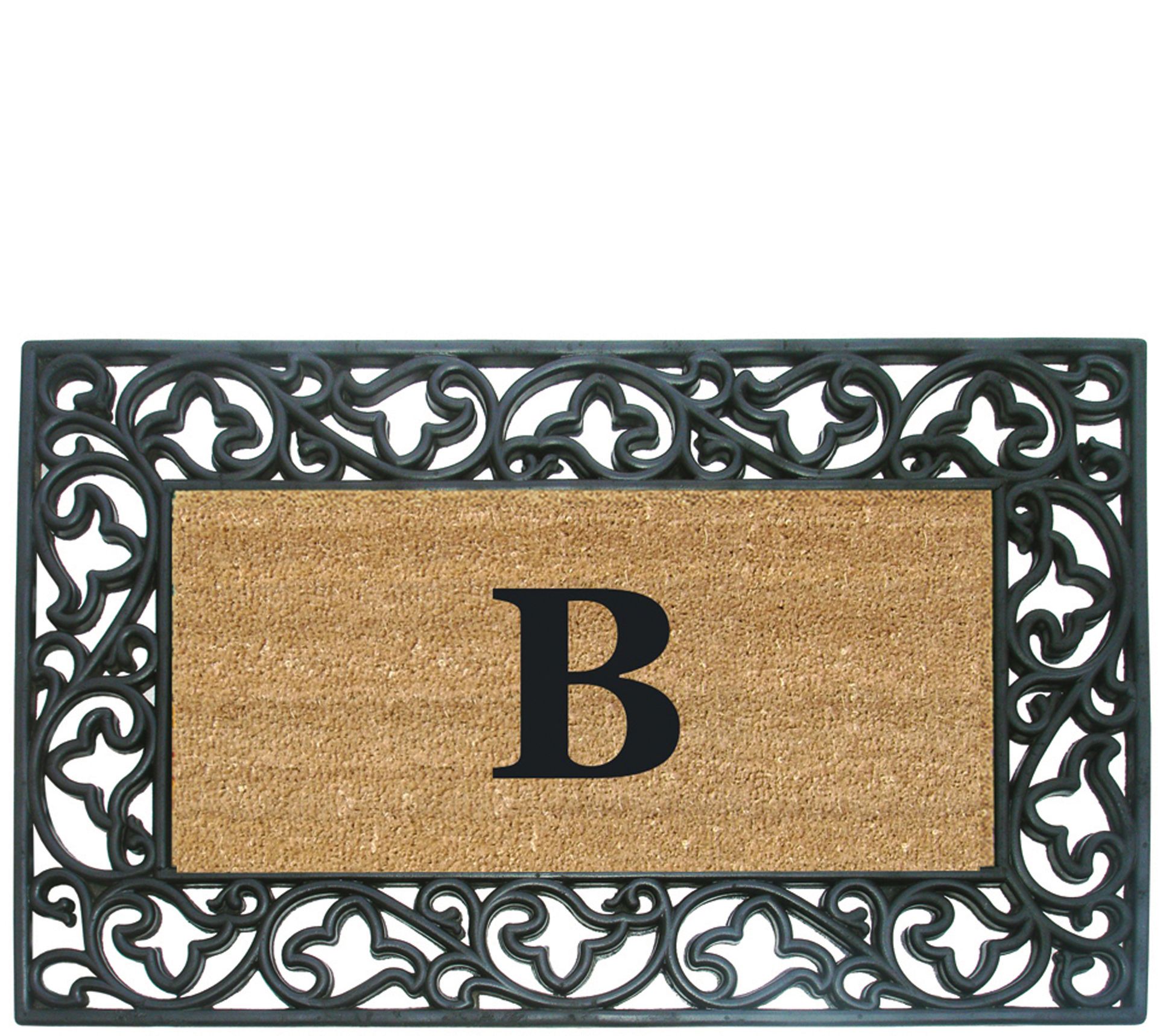 Nedia Home Monogrammed Acanthus 22" x 36" Rubber Coir Doormat