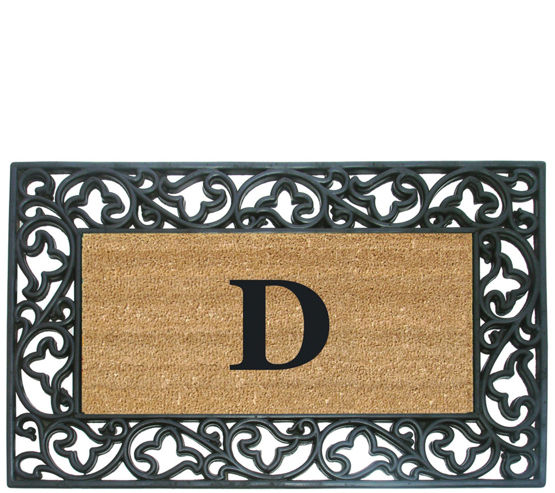 Nedia Home Monogrammed Acanthus 22" x 36" Rubber Coir Doormat