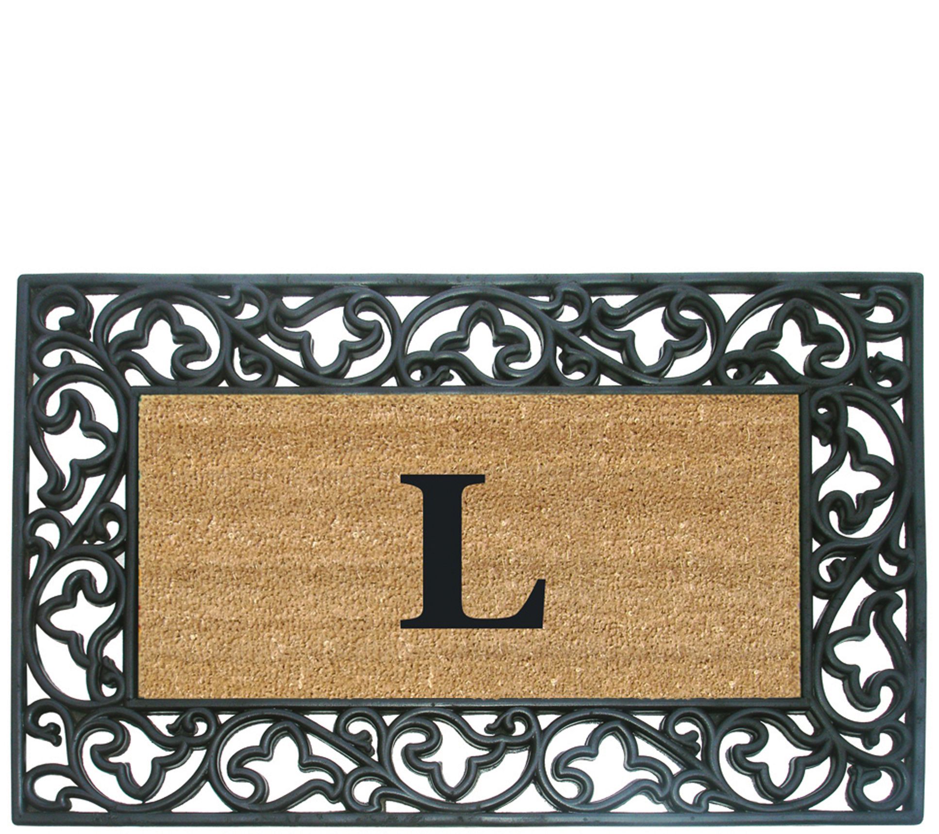 Nedia Home Monogrammed Acanthus 22" x 36" Rubber Coir Doormat