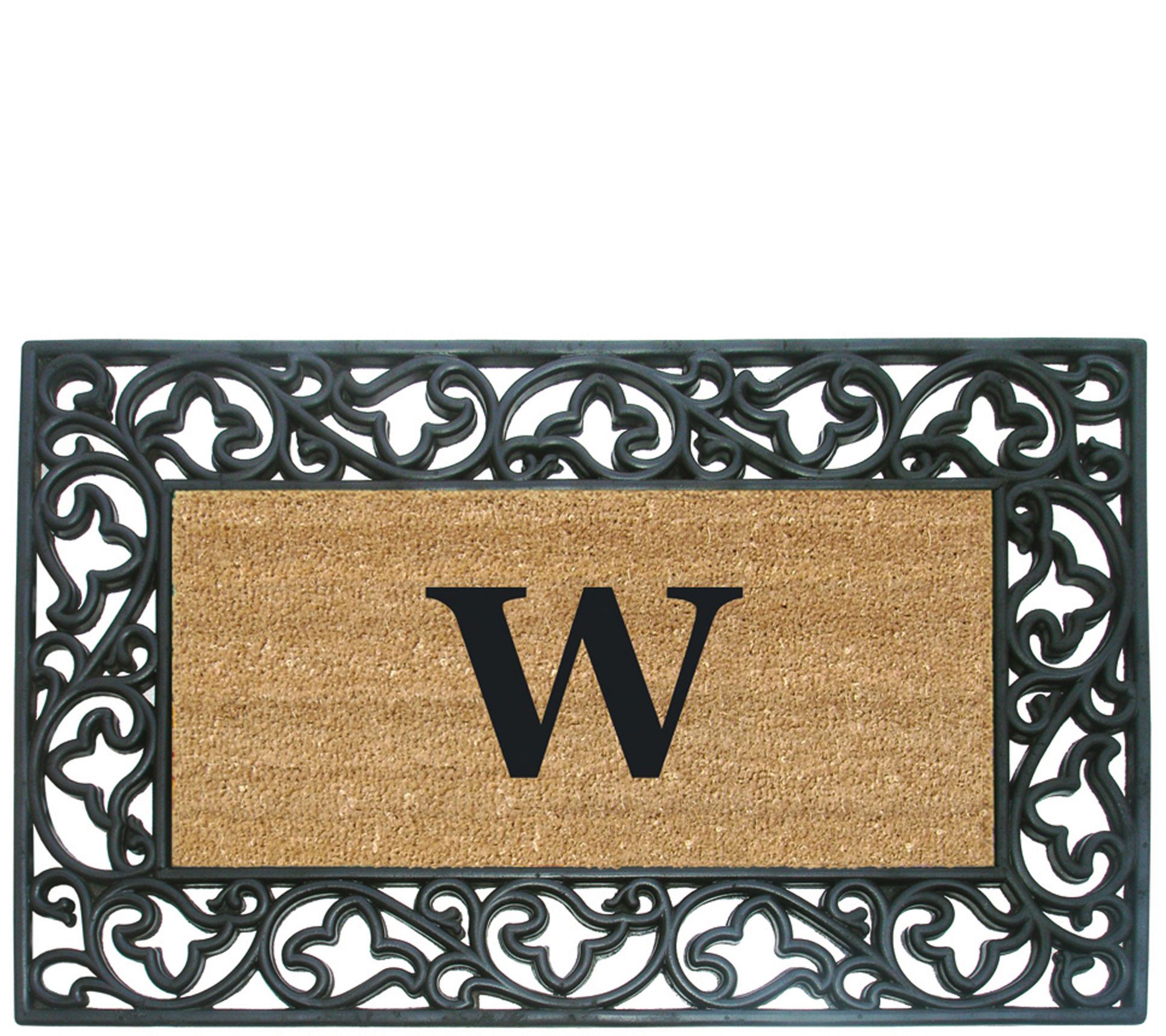 Nedia Home Monogrammed Acanthus 22" x 36" Rubbe r Coir Doormat