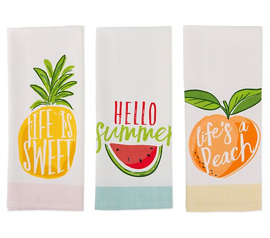 Design Imports Set of 3 Hello Summer Printed Kitchen Towels