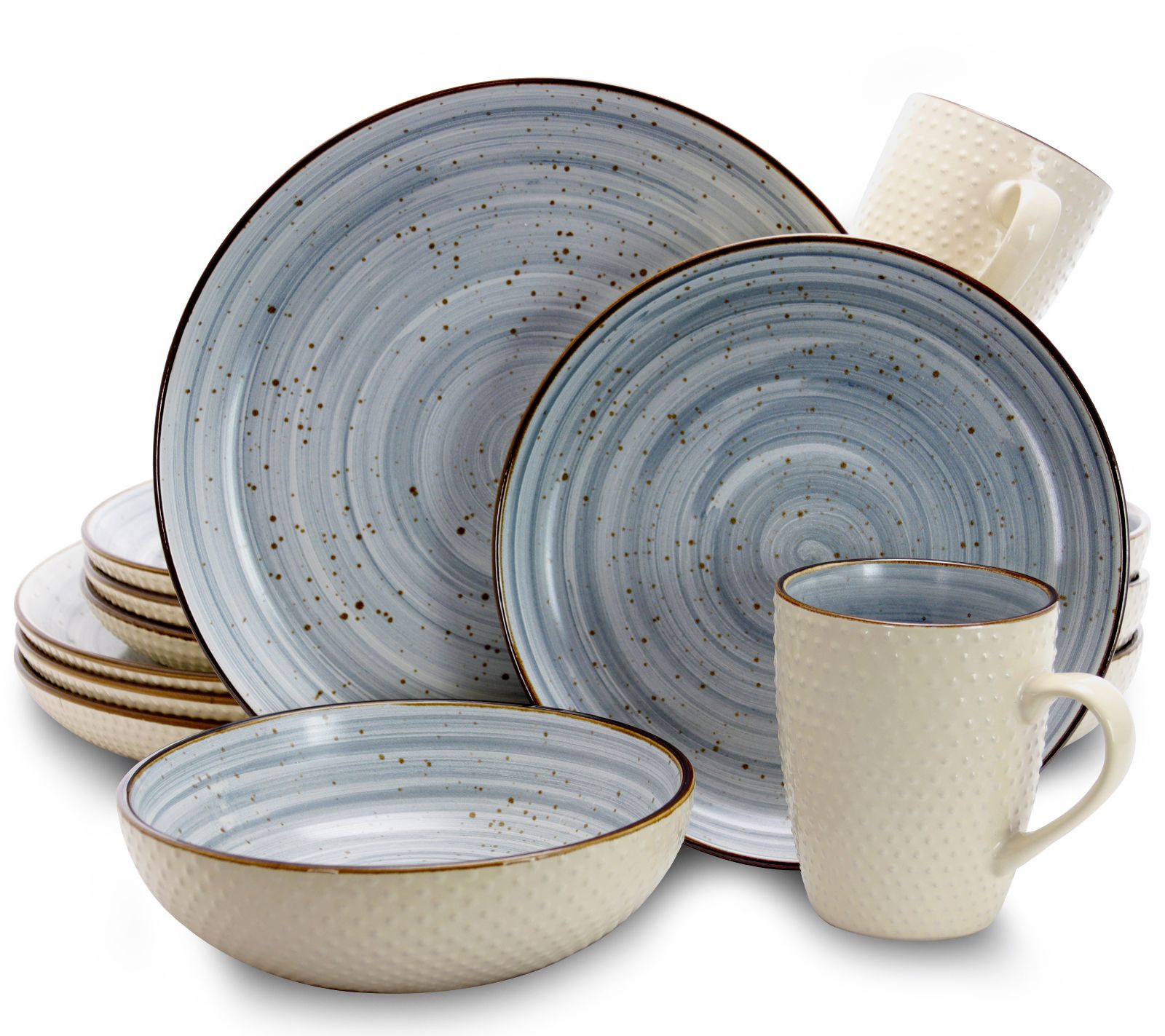 Elama Mellow 16-Piece Dinnerware Set in PowderBlue