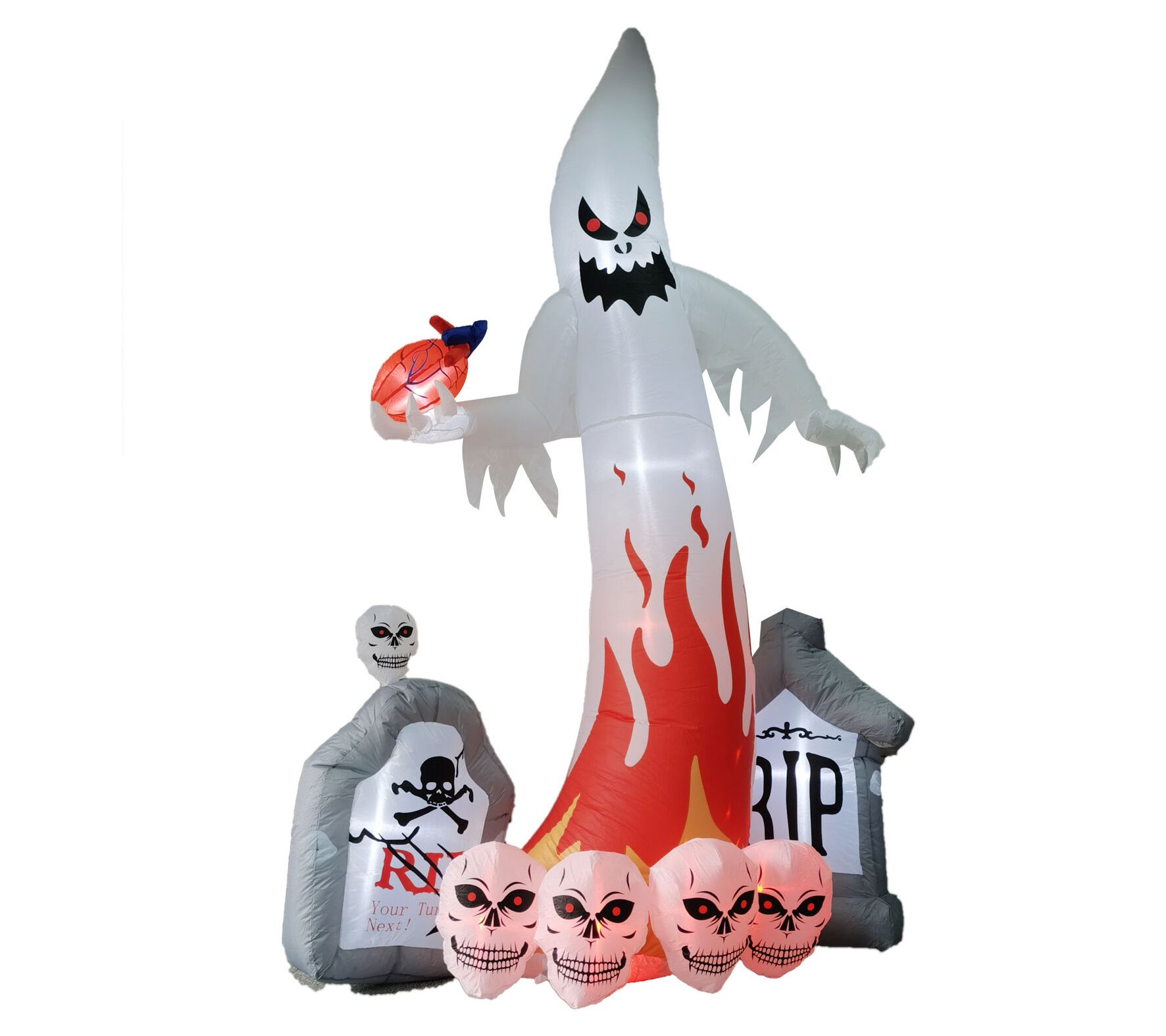 Haunted Hill Farm 9'H Inflatable Pre-Lit Ghost with Heart