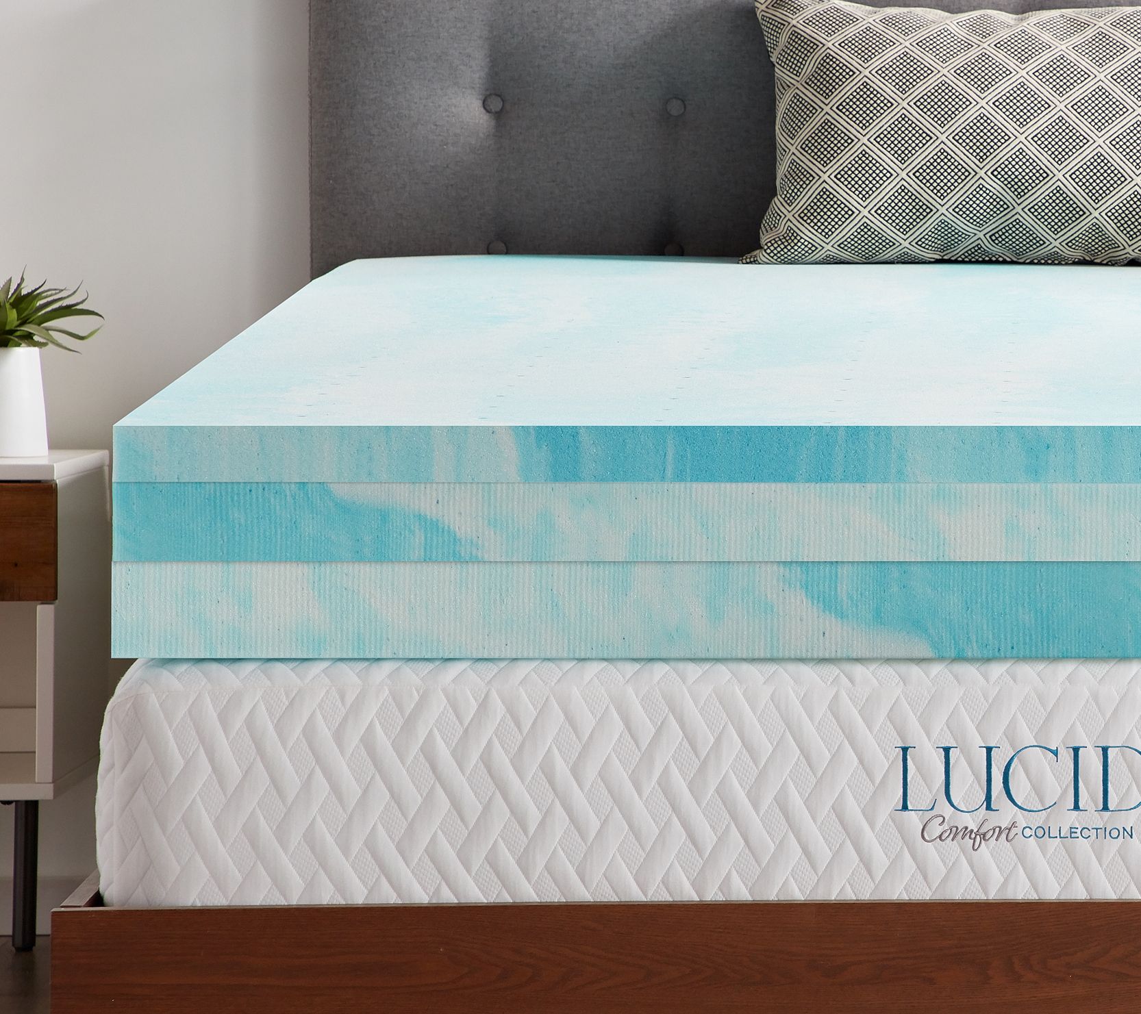 Lucid Comfort Collection 4" Gel Memory Foam Topper Twin XL