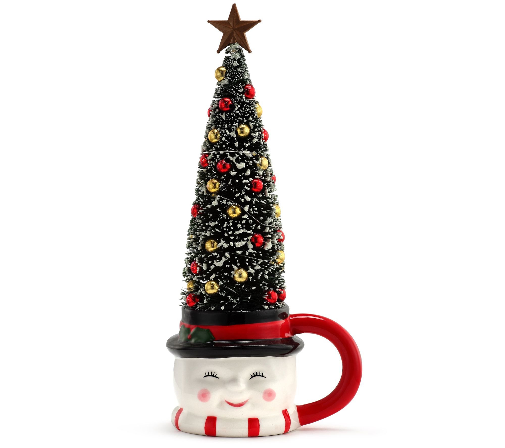 Mr. Christmas Lit Mug with Sisal Tree - Snowman - QVC.com