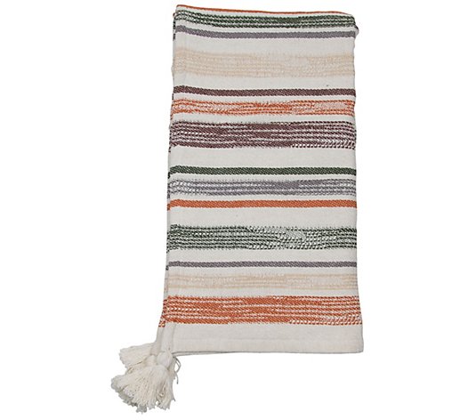 Foreside Home & Garden Hand Woven Multi Hayes Throw Neutral