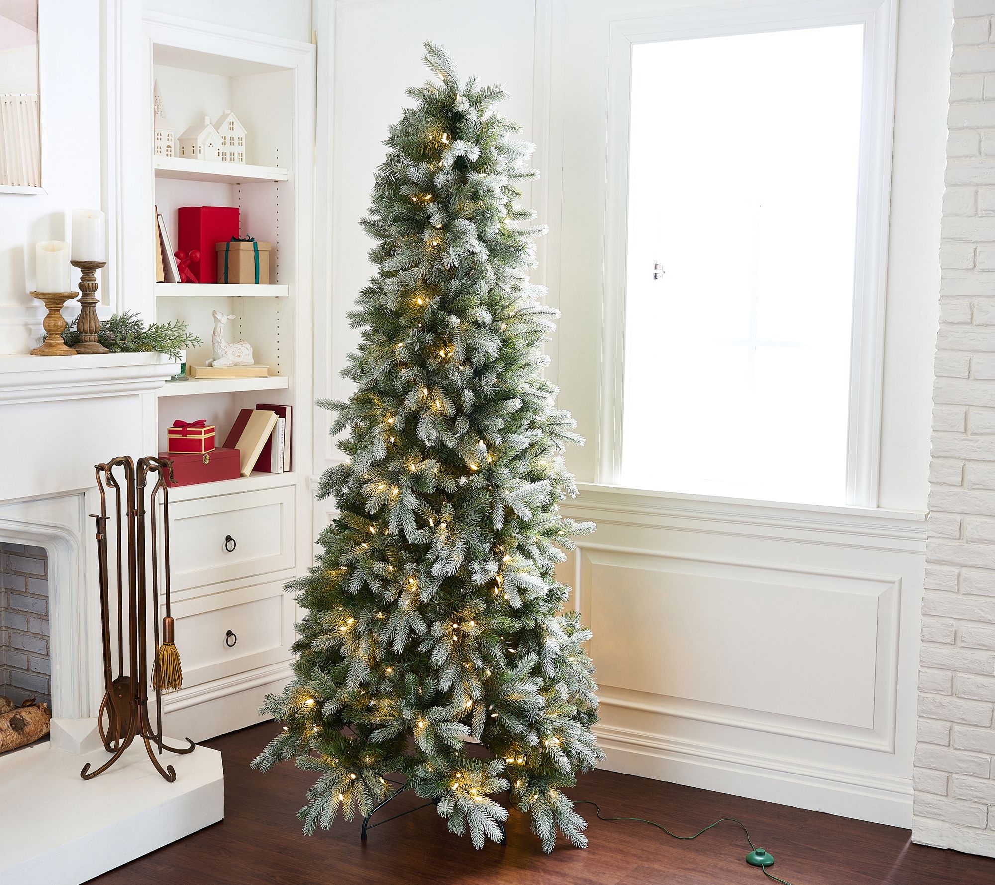 7' Twinkling Frosted Slim Colonial Christmas Tree by Valerie