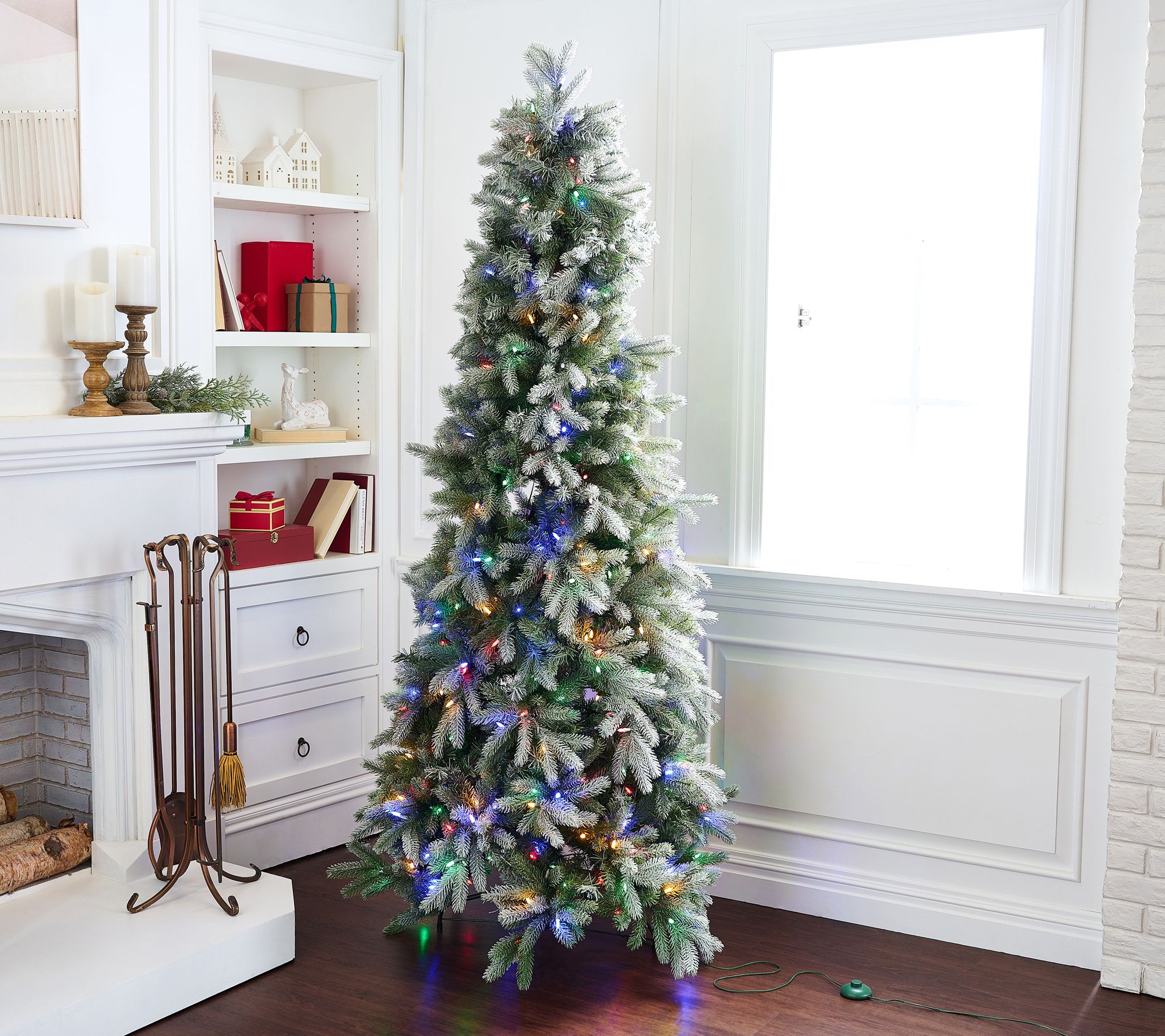 7' Twinkling Frosted Slim Colonial Christmas Tree by Valerie