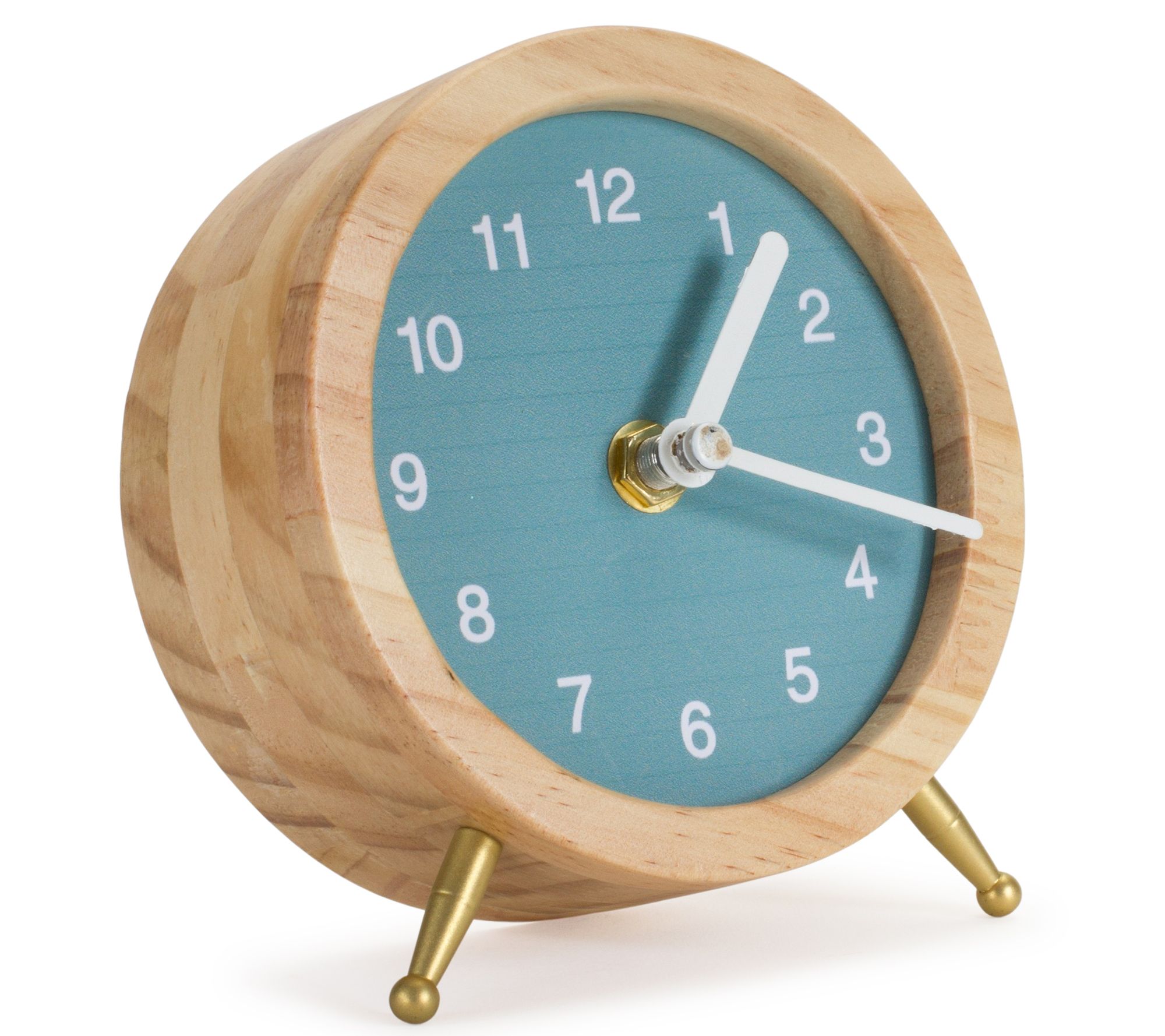 Melrose Wood and Teal Desk Clock - QVC.com