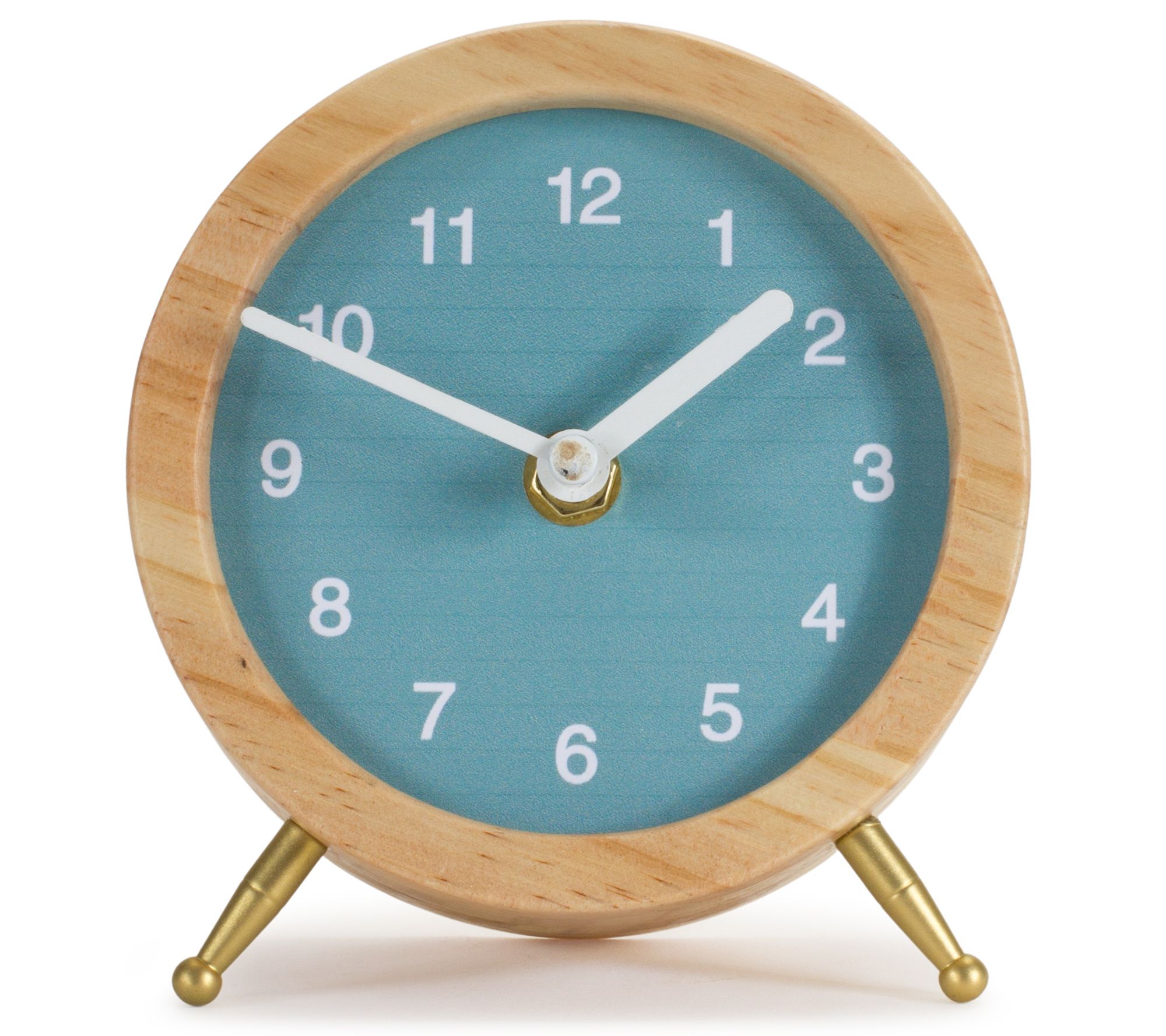 Melrose Wood and Teal Desk Clock - QVC.com