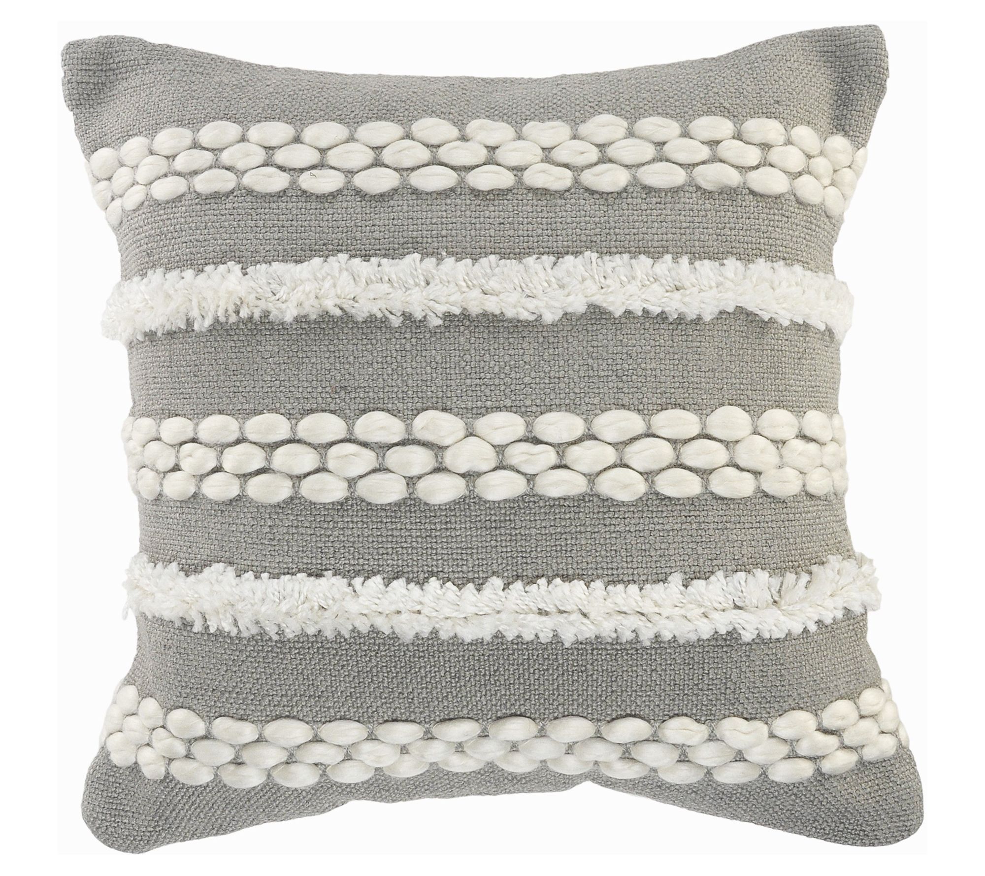Ox Bay Gray Textured and Tufted Throw Pillow