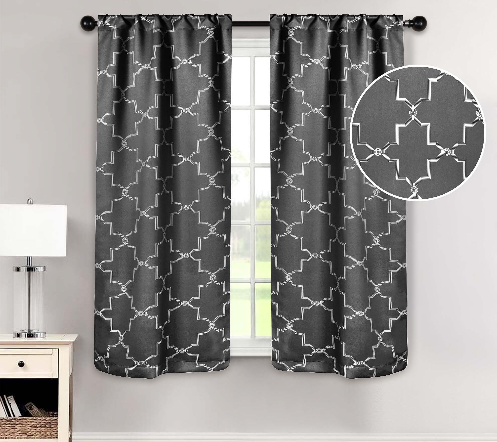 Superior Imperial Trellis Blackout Curtain S/2Panels, 26X63