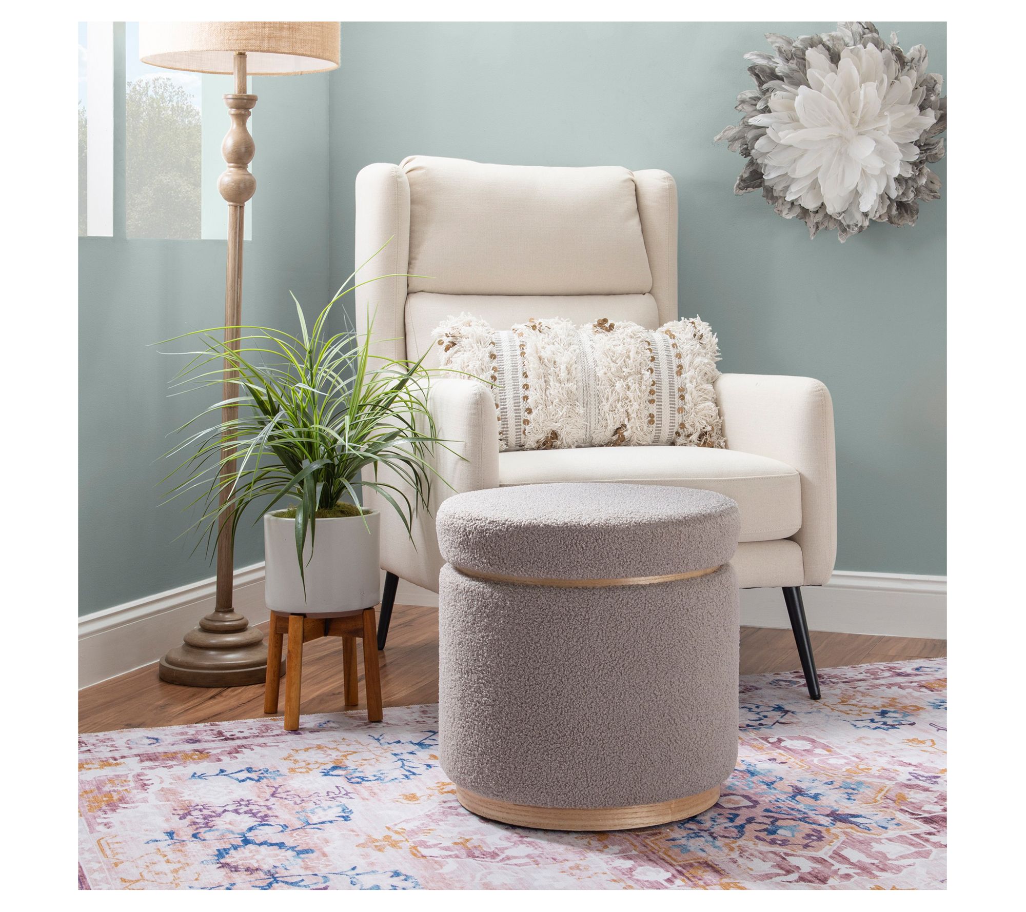 Linon Home Goldie Sherpa Knit Storage Ottoman