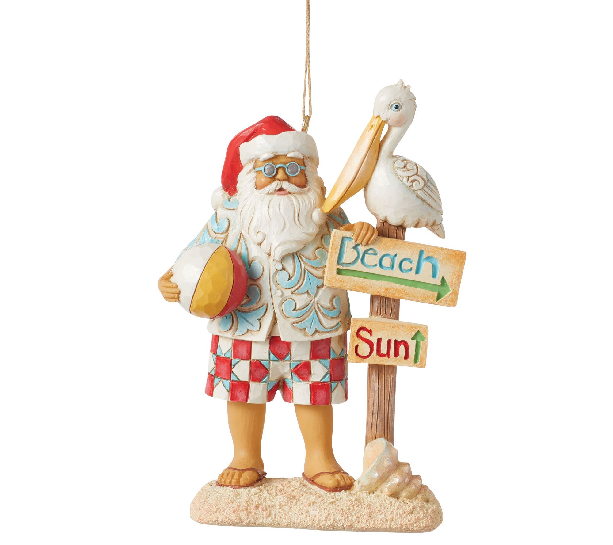 Jim Shore Santa with Sign and Pelican Ornament