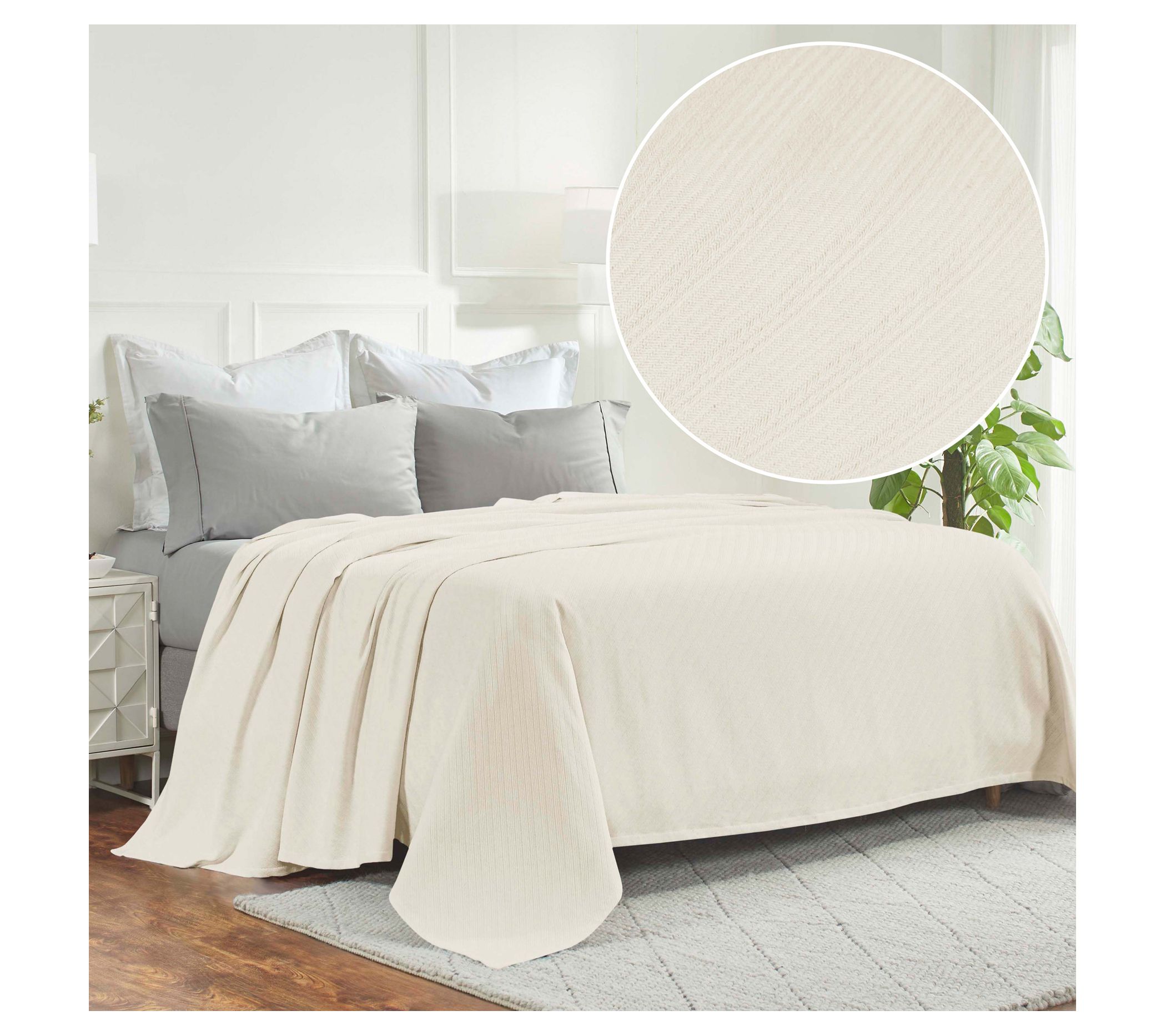 Superior Milan Cotton Striped Woven Blanket,F ull/Queen