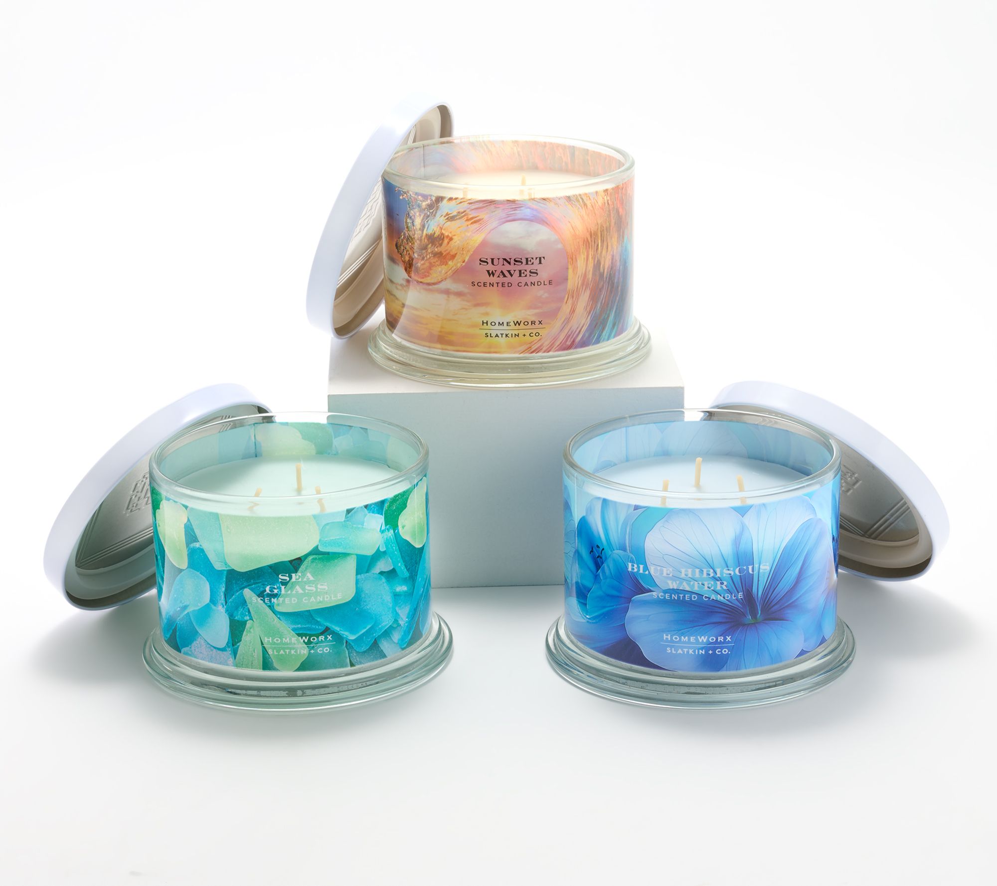 HomeWorx by Slatkin + Co. S/3 14oz Poolside Splash Candles