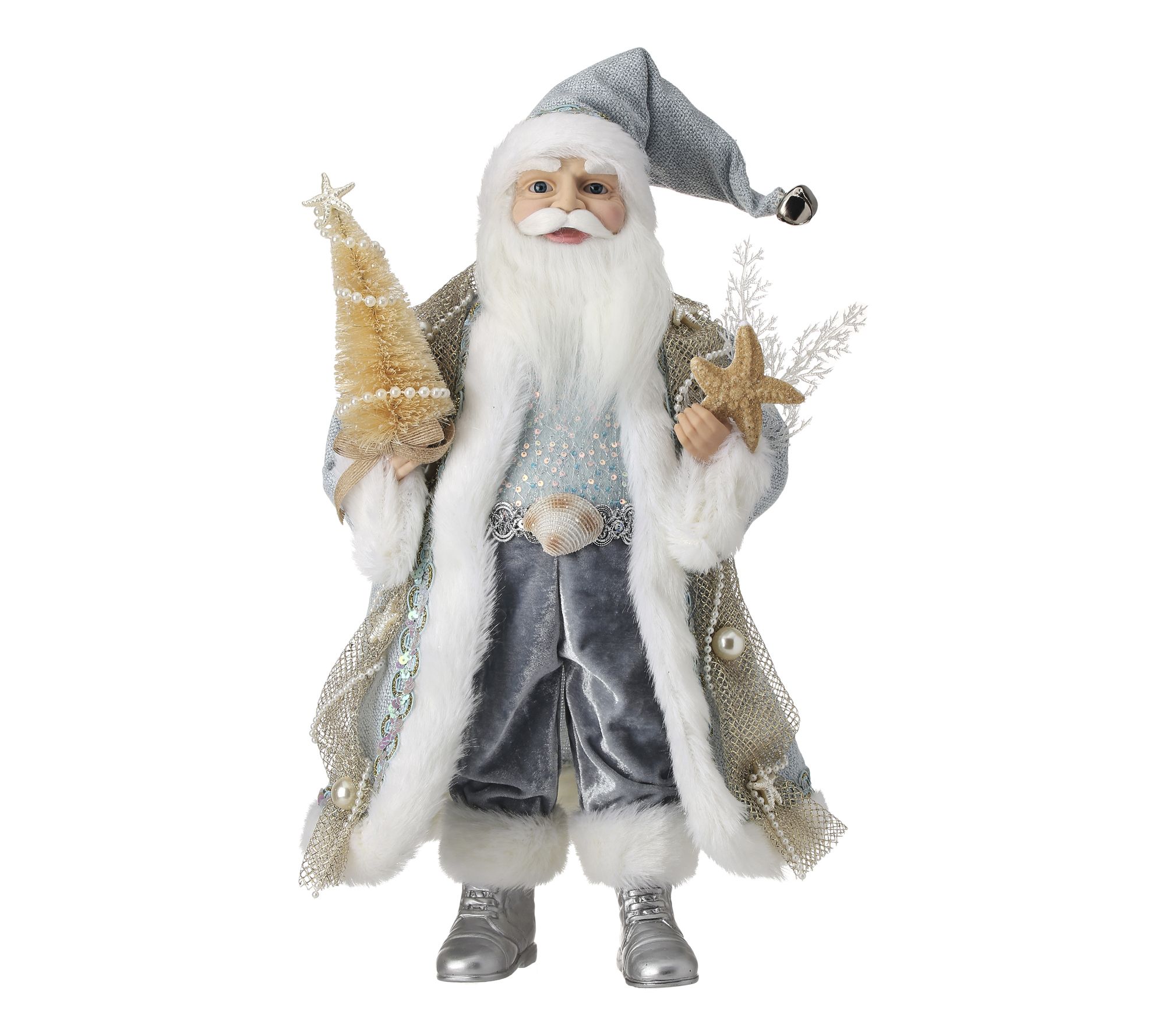 20" Fabric Ocea n Santa With Sh ells by Valerie