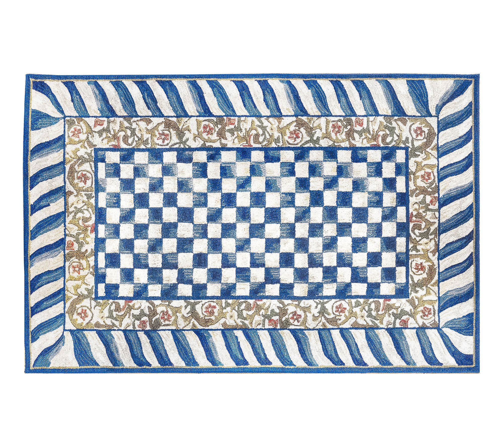 MacKenzie-Childs Truly Royal Check 5' x 7'6" Washable Rug