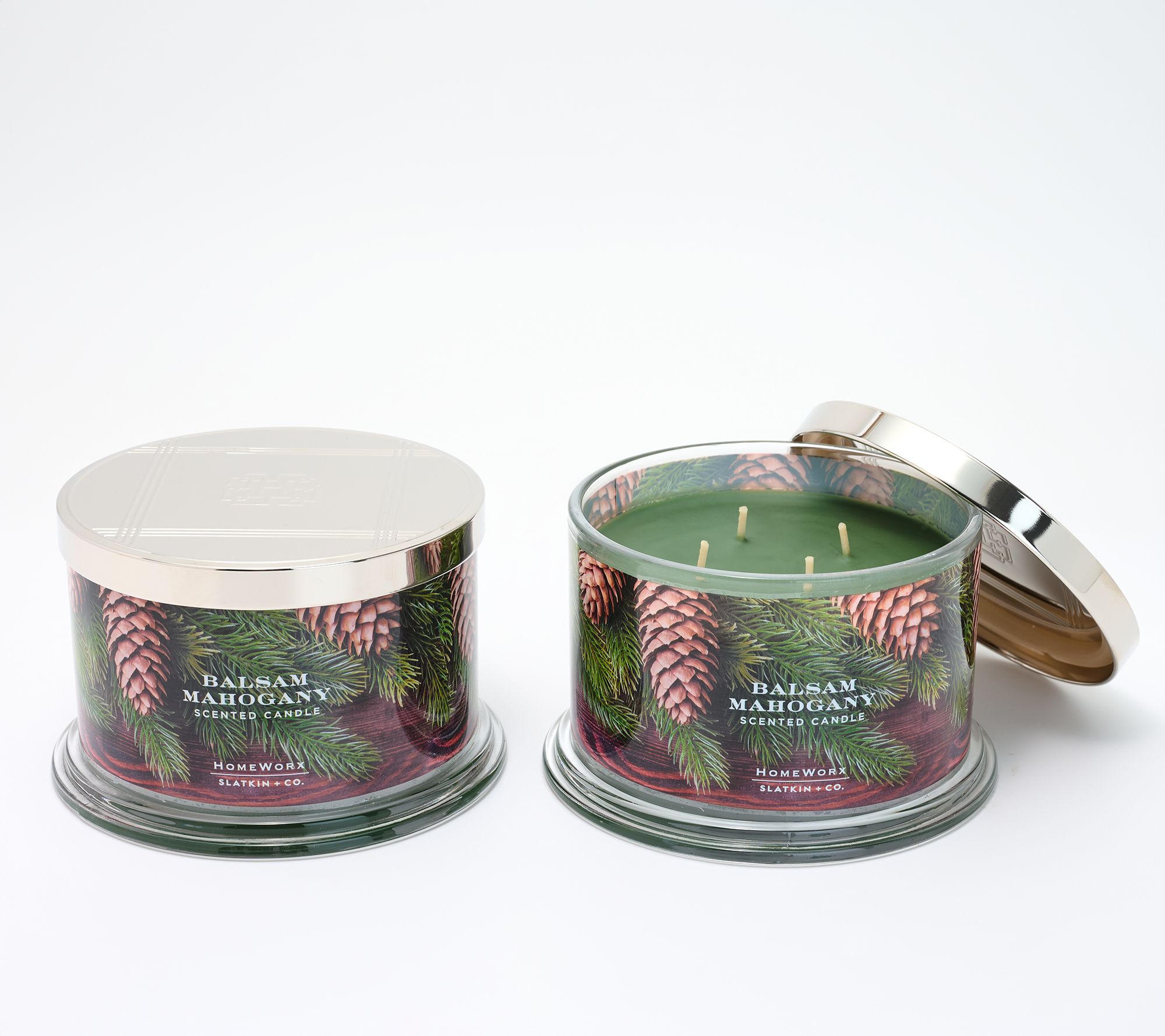 HomeWorx by Slatkin + Co. S/2 18oz Balsam Mahogany Candles