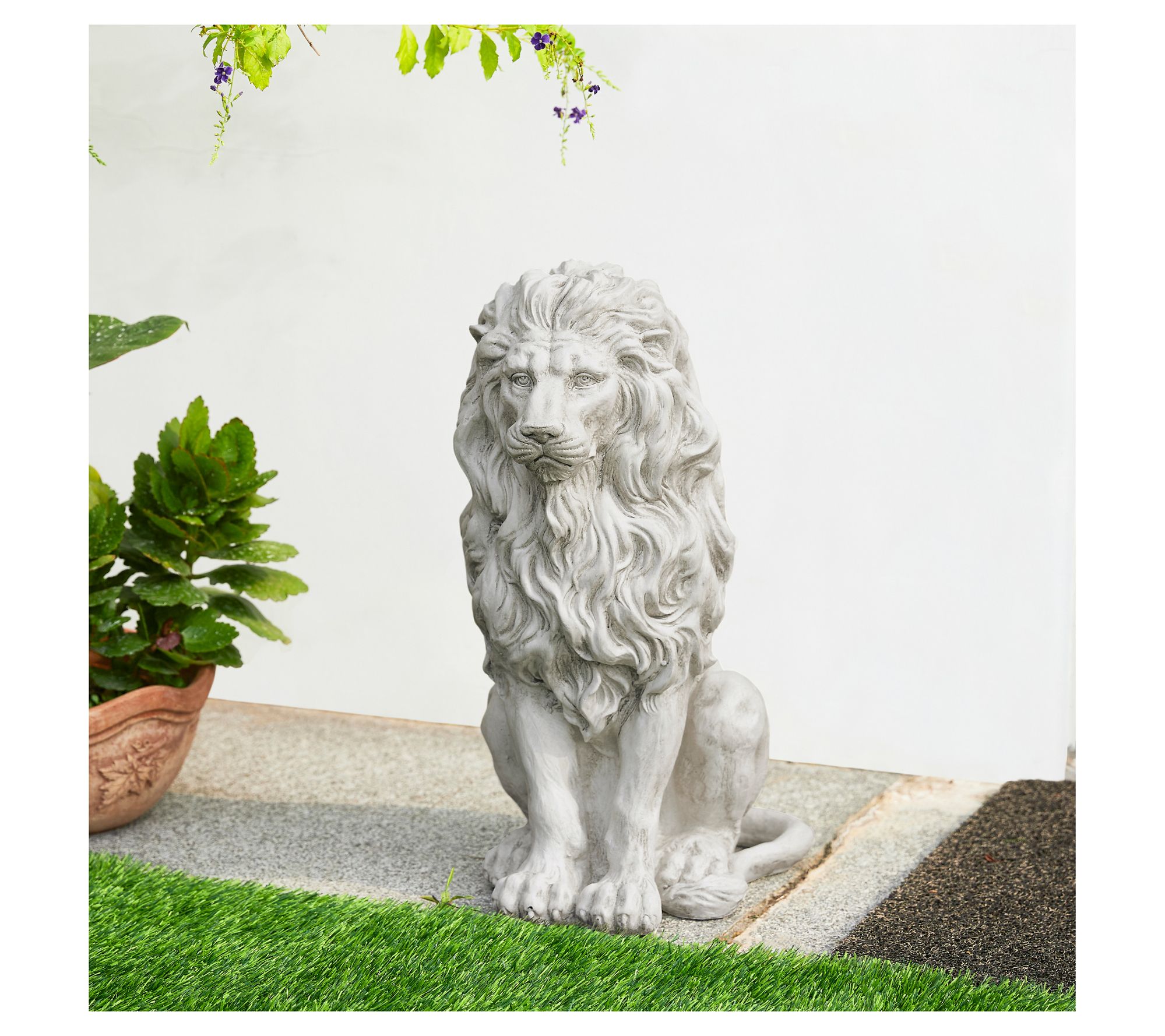 Glitzhome 21" Antinqued Detail Guardian Lion Garden Statue