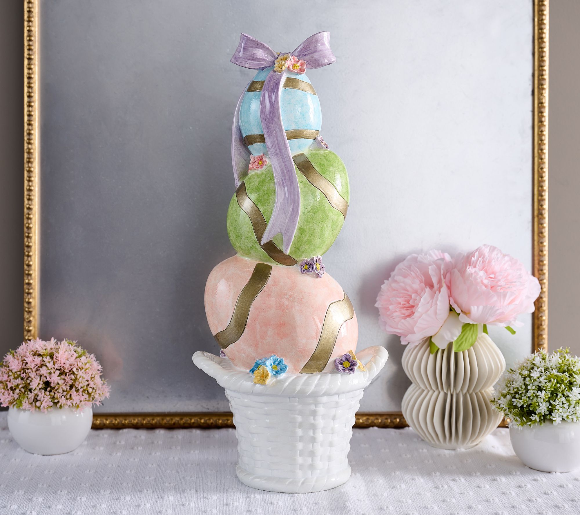"As Is" 18.5" Egg Tree in Basket with Bow by Valerie