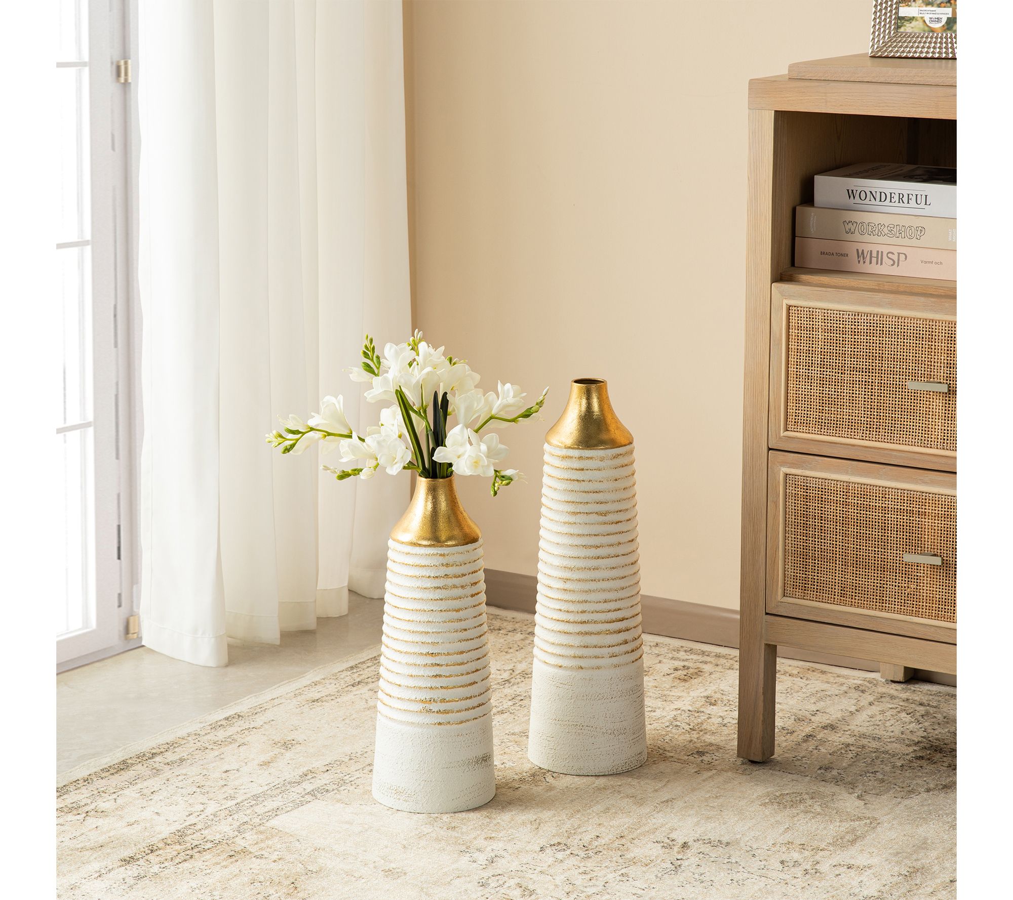 Glitzhome Trend Right Modern Striped Vases Setof 2