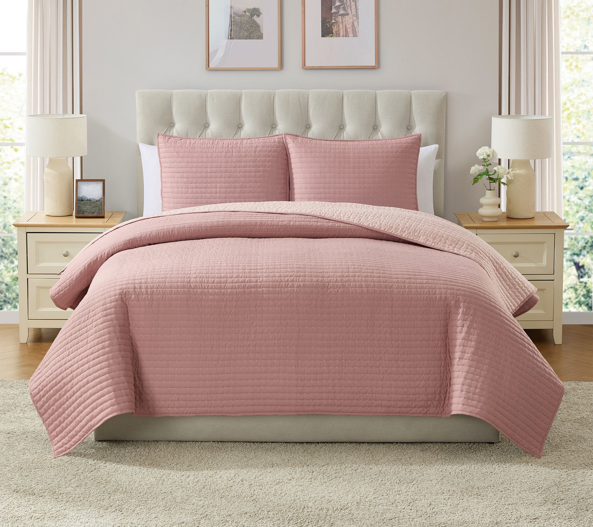 VCNY Home Embroidered 3-pc Pick Stitch Quilt Set, F/Q