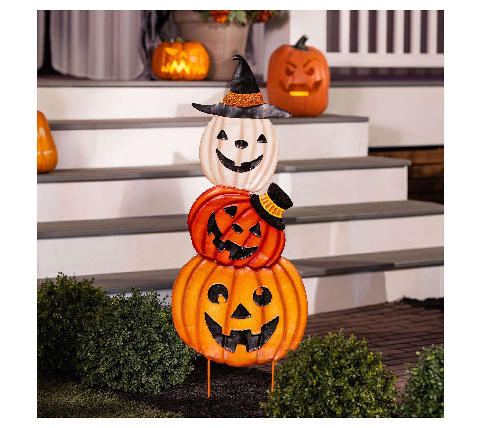 Evergreen Halloween Jack-O-Lantern Trio Garden Stake