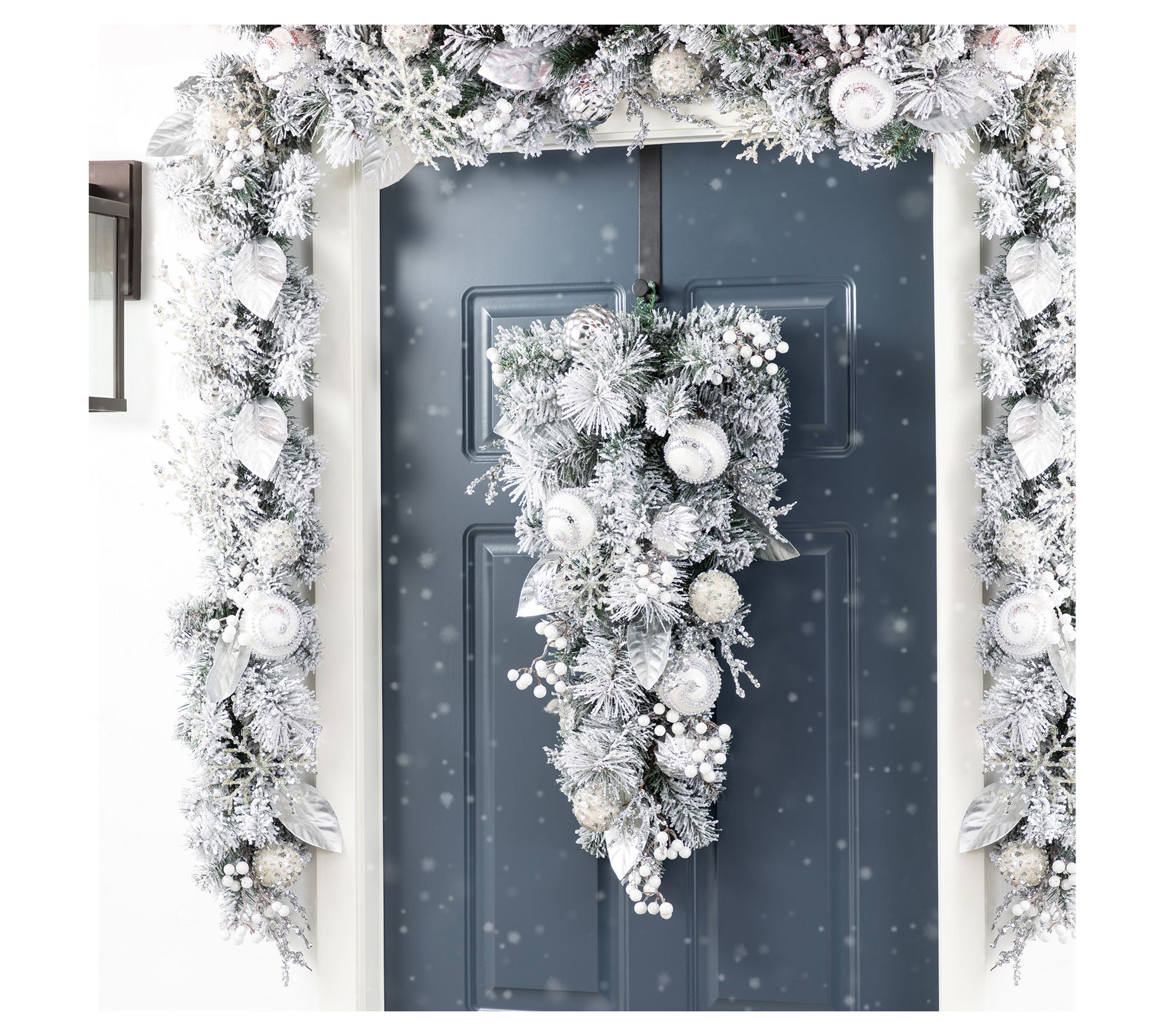 Glitzhome 30"H Christmas Silver Ornament and Berry Teardrop