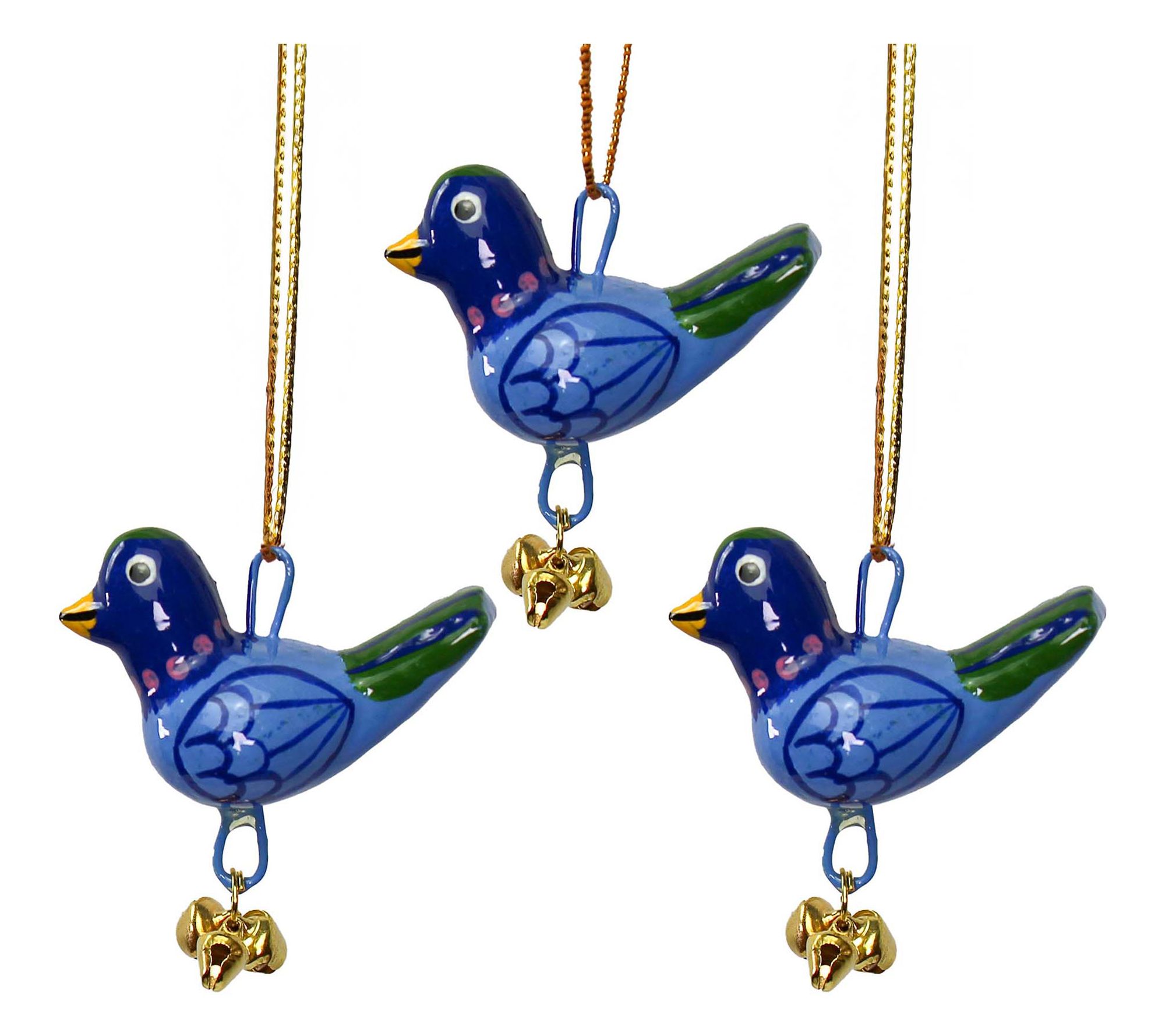 Global Craft Handpainted Birdie Ornament with G ungroo,Set of