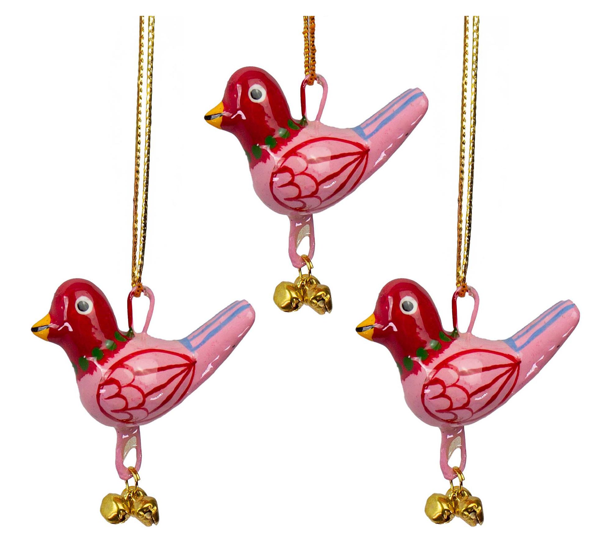 Global Craft Handpainted Birdie Ornament with G ungroo,Set of