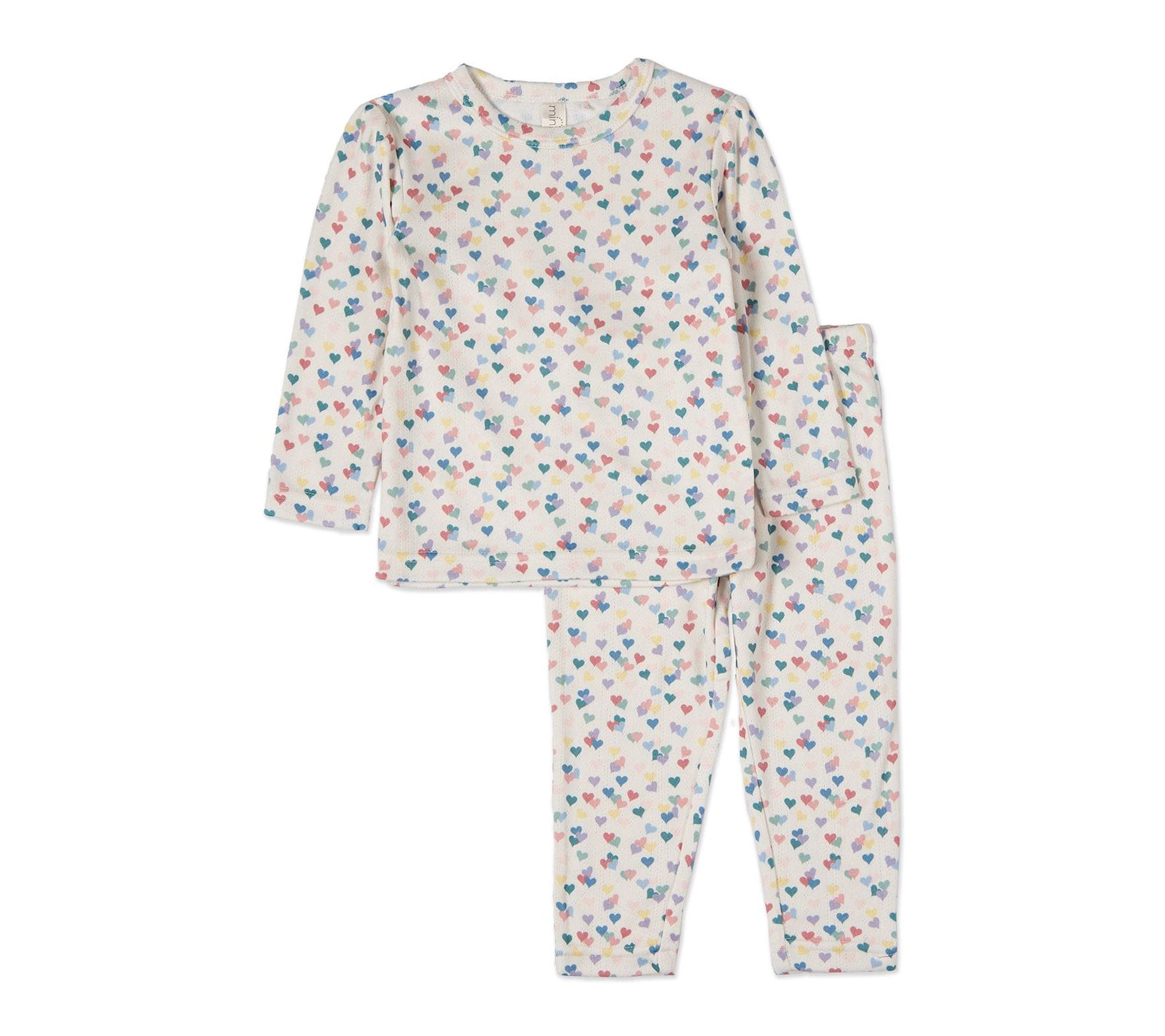 MiniMoi Girls Candied Hearts Pointelle Pull-OnPajama Set