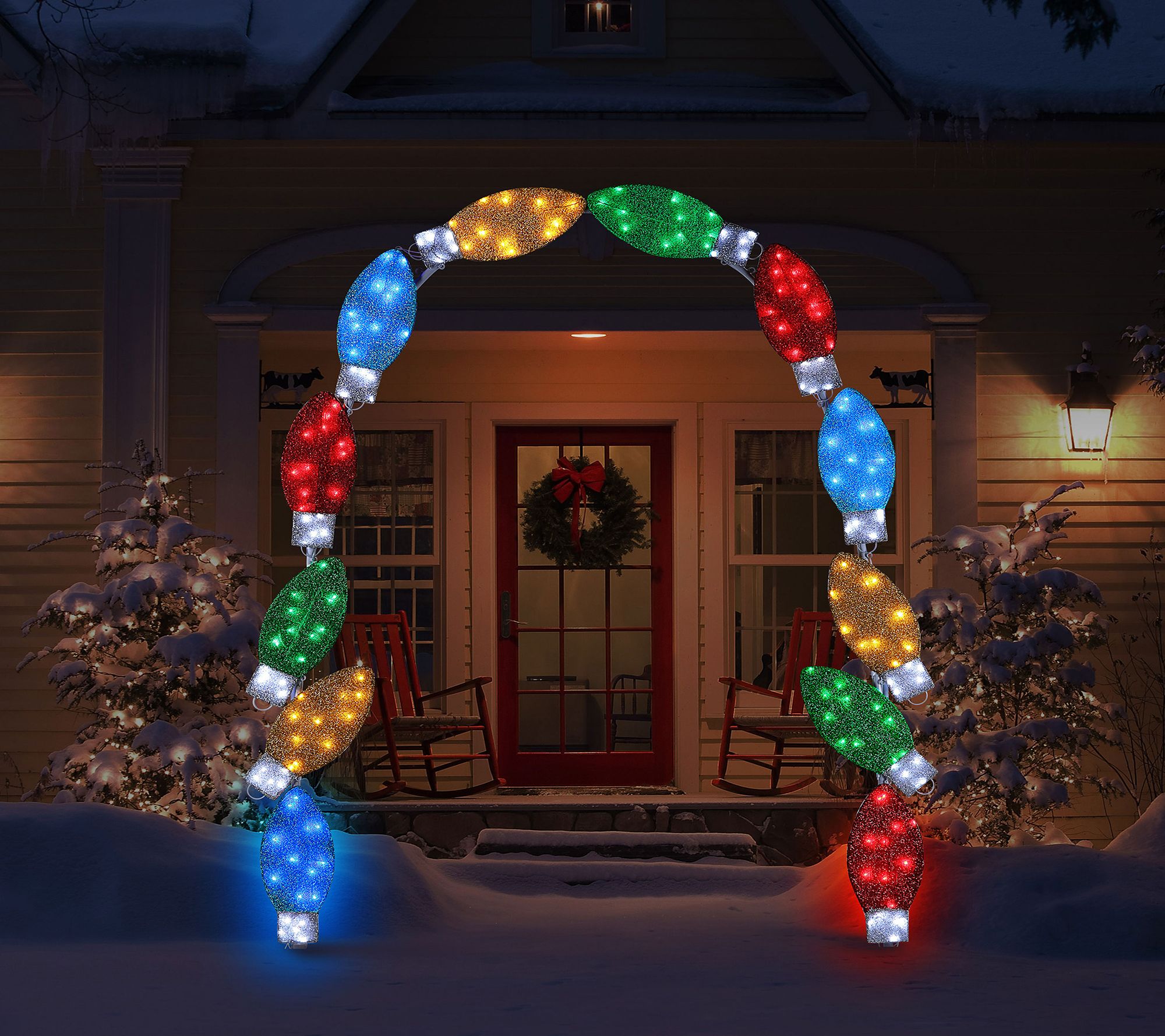 Mr. Christmas 8ft Illuminated Tinsel C9 Bulb Arch - QVC.com