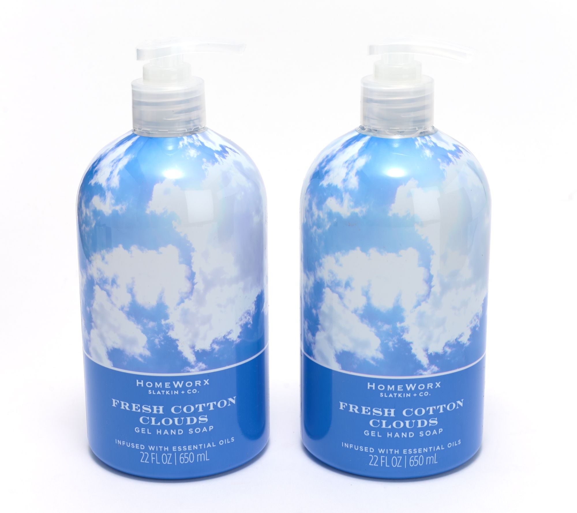 HomeWorx by Slatkin + Co. S/2 22oz Fresh Cotton Clouds Gel Hand Soap