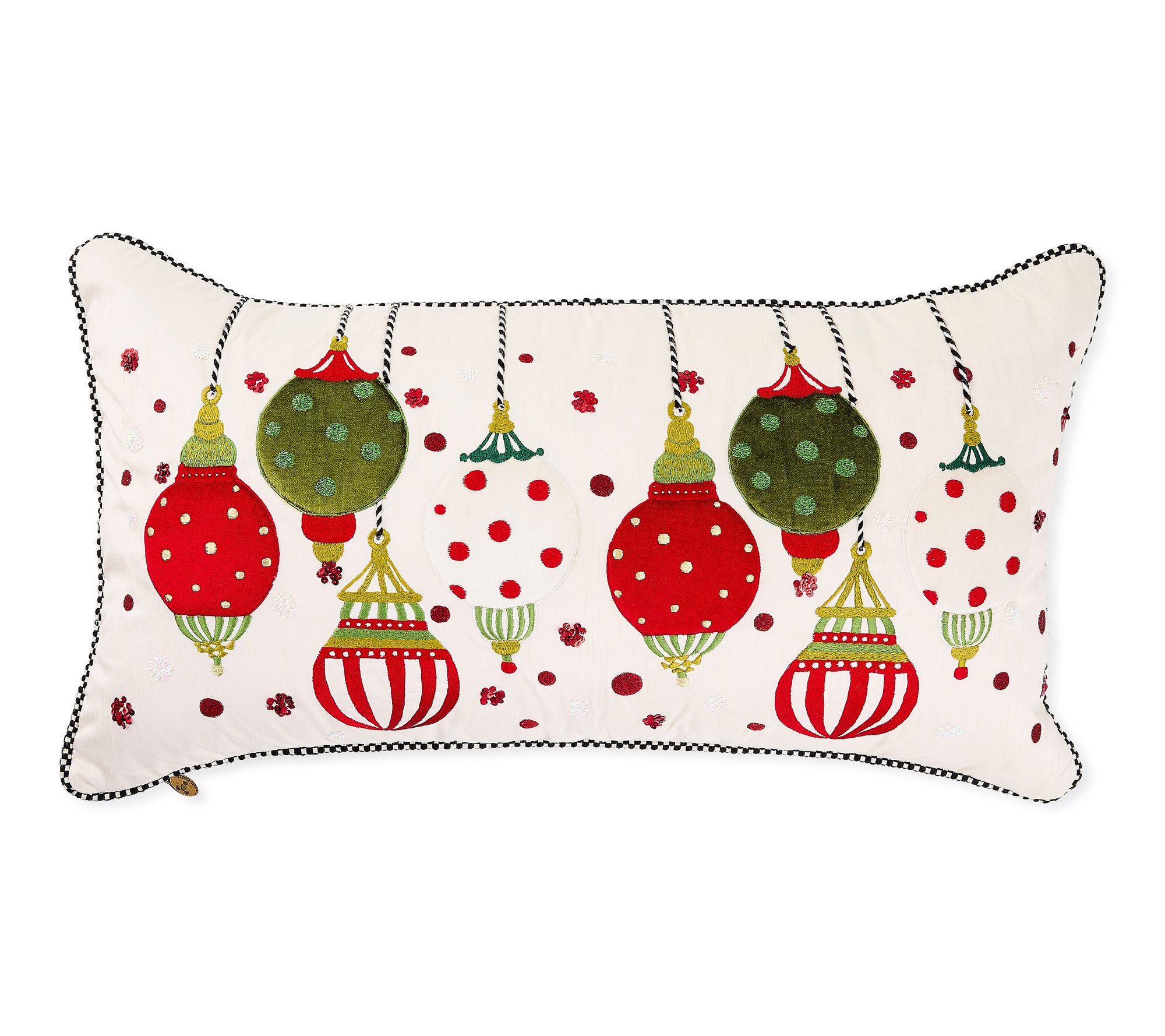 MacKenzie-Childs Festive Ornaments Lumbar ThrowPillow