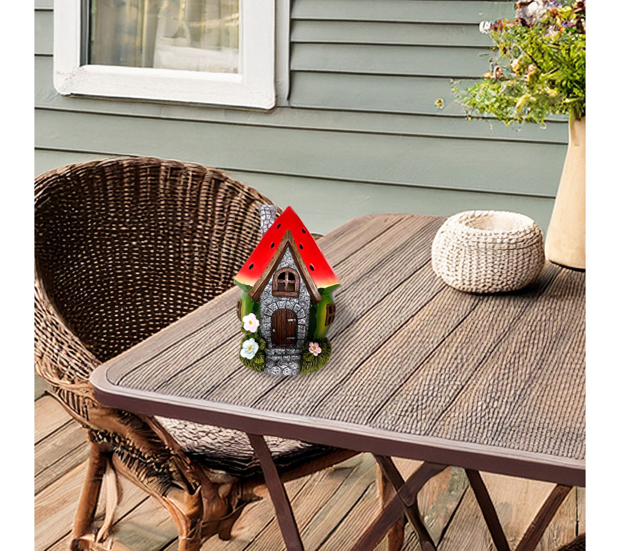 Santa's Workshop Inc 8" Resin LED Watermelon House