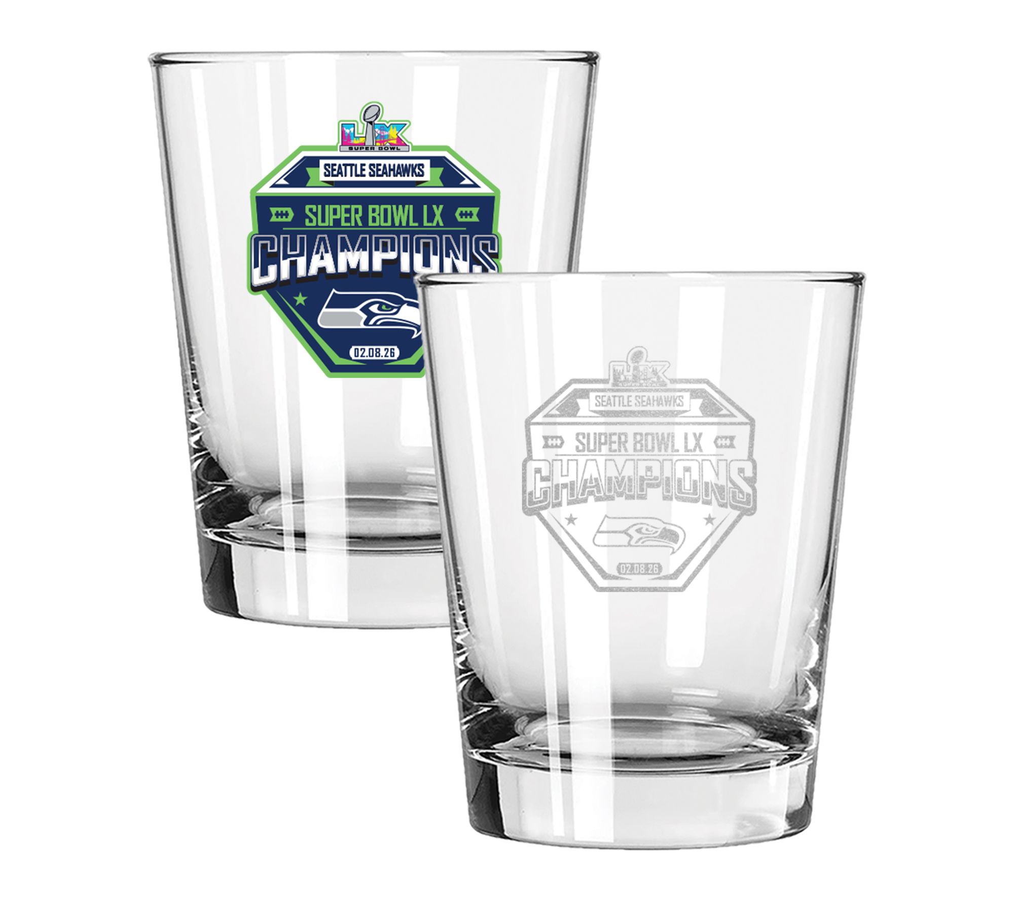 Memory Company Super Bowl Champions 2PK Rocks Glass Seahawks