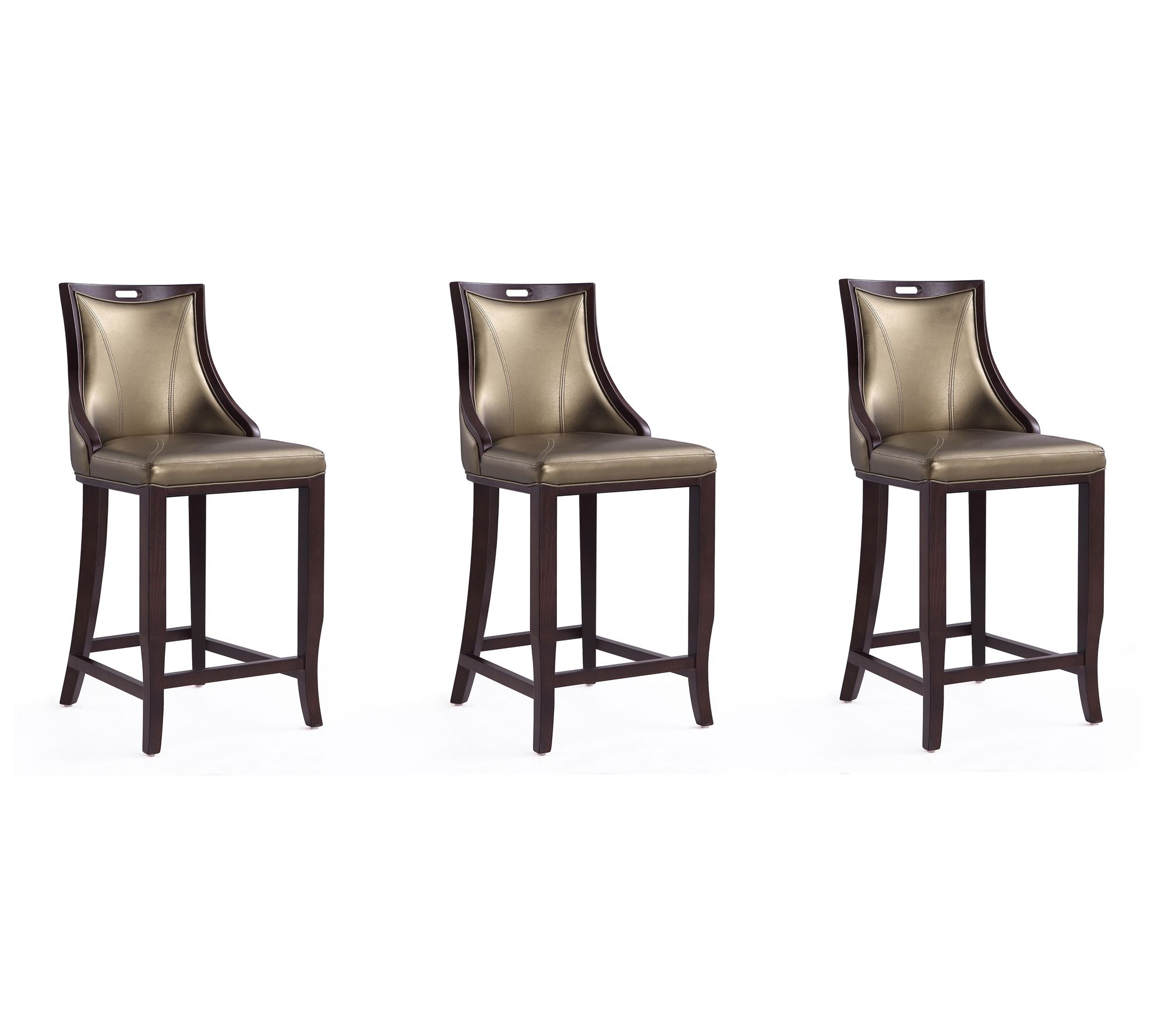 Manhattan Comfort Emperor Wood Upholstered Barstool - Set of 3