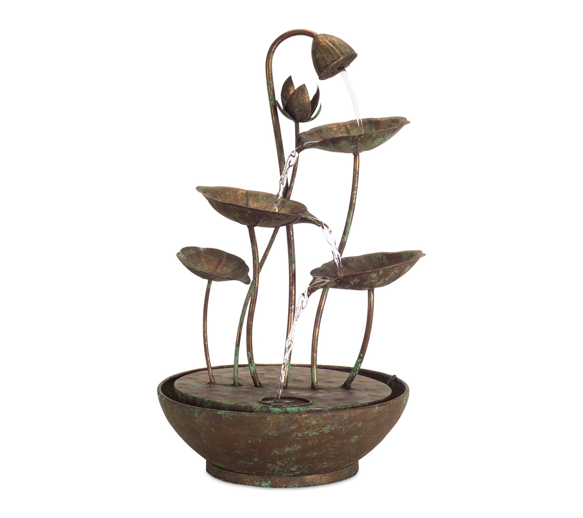 Melrose International Rustic Metal Lotus Leaf Fountain 19.5"H