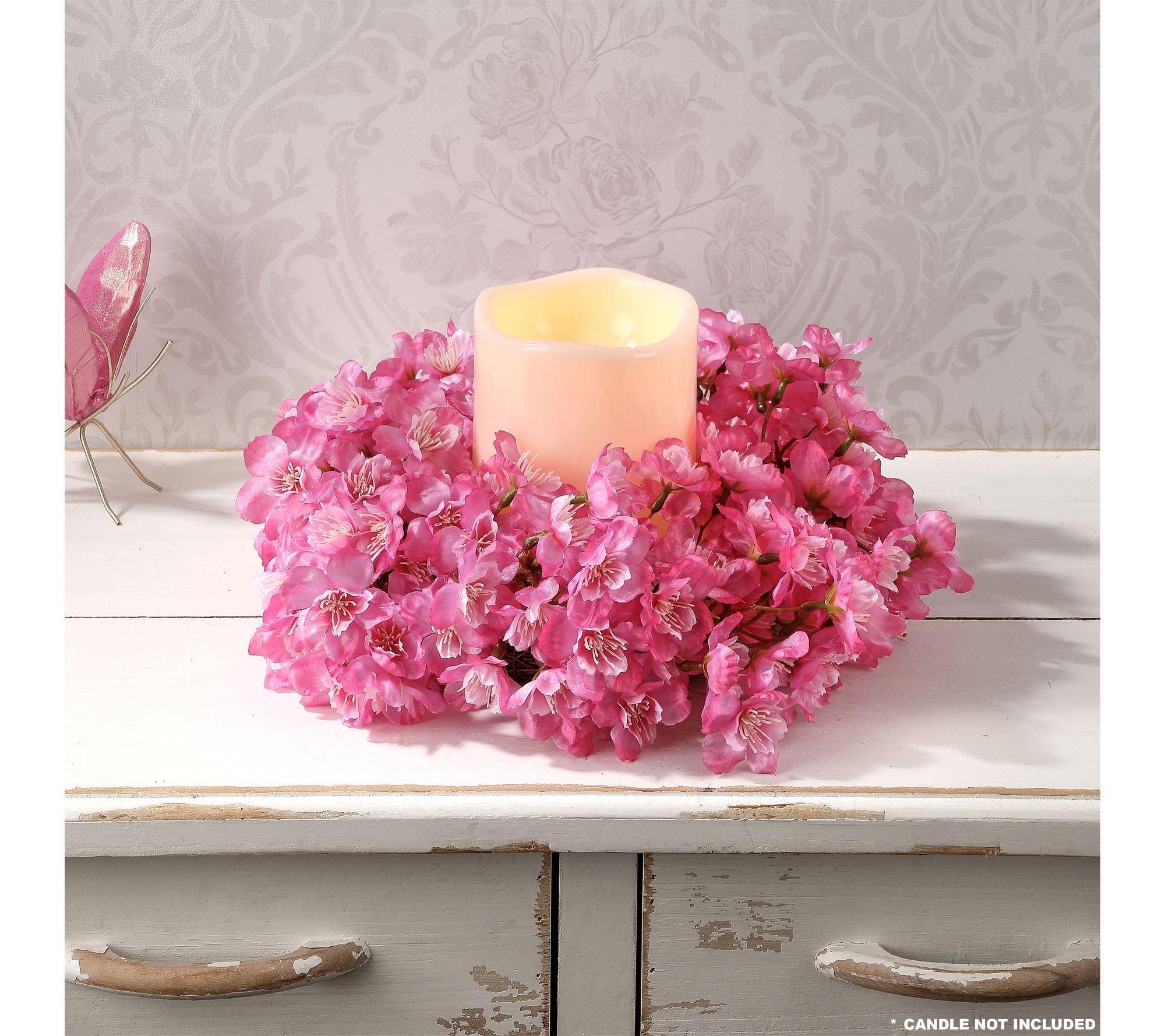 12" Cherry Blossom Candle Ring  By Valerie