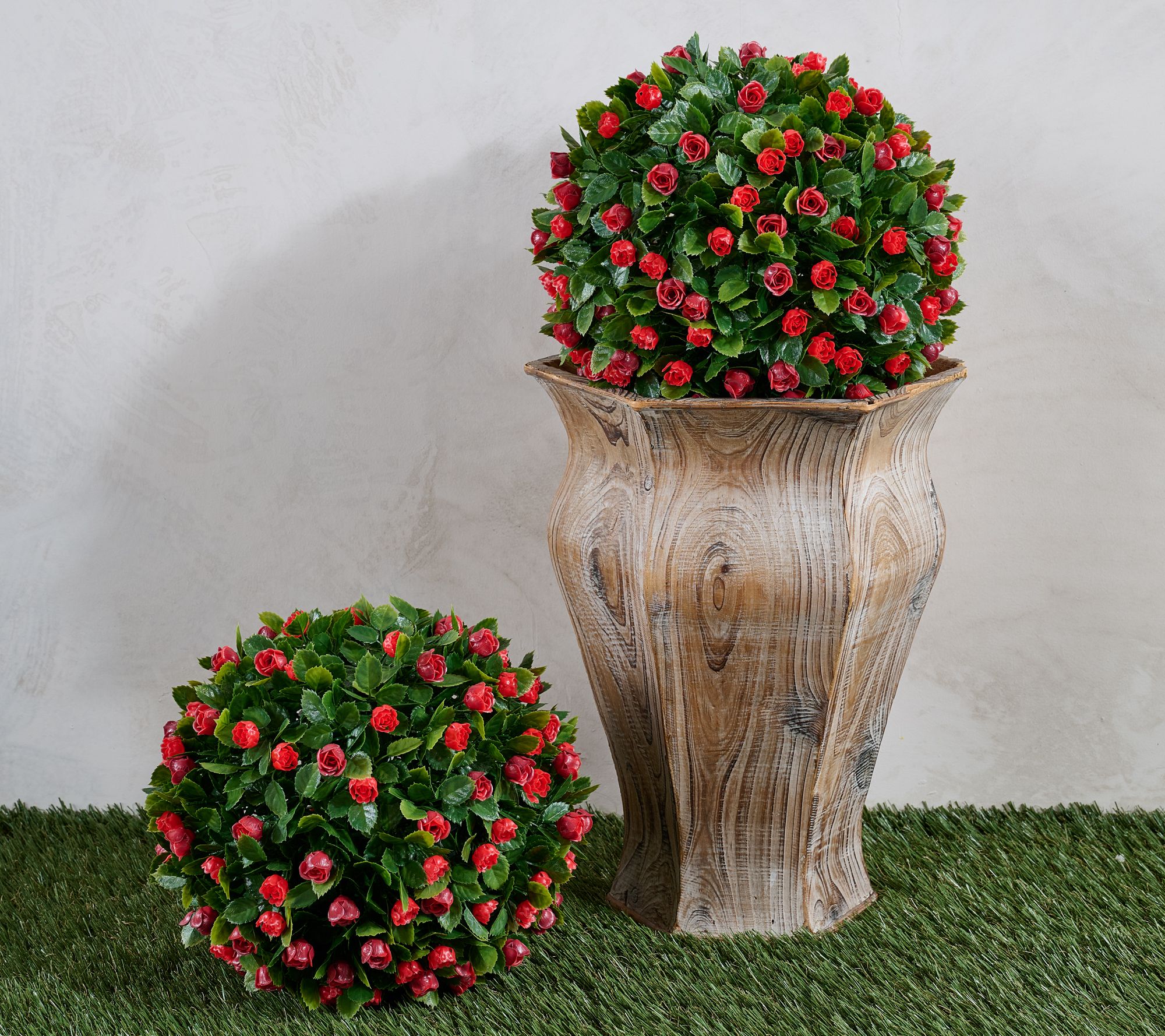 "As Is" Wicker Park Set of 2 Indoor/Outdoor 13" Rosebud Spheres