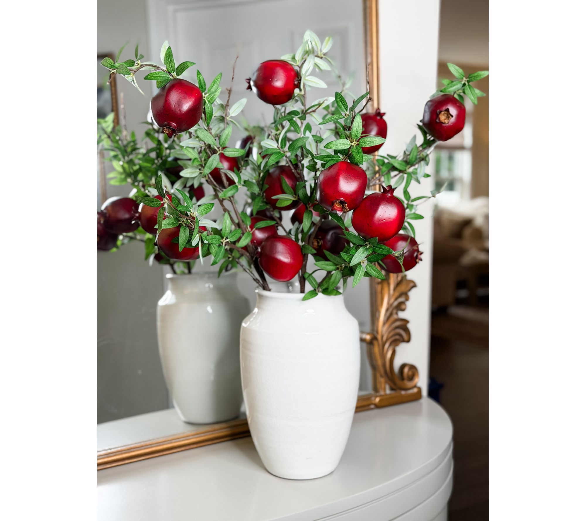 Simply Stunning Set of 3 Garnet Pomegranate Stems by Janine Graff