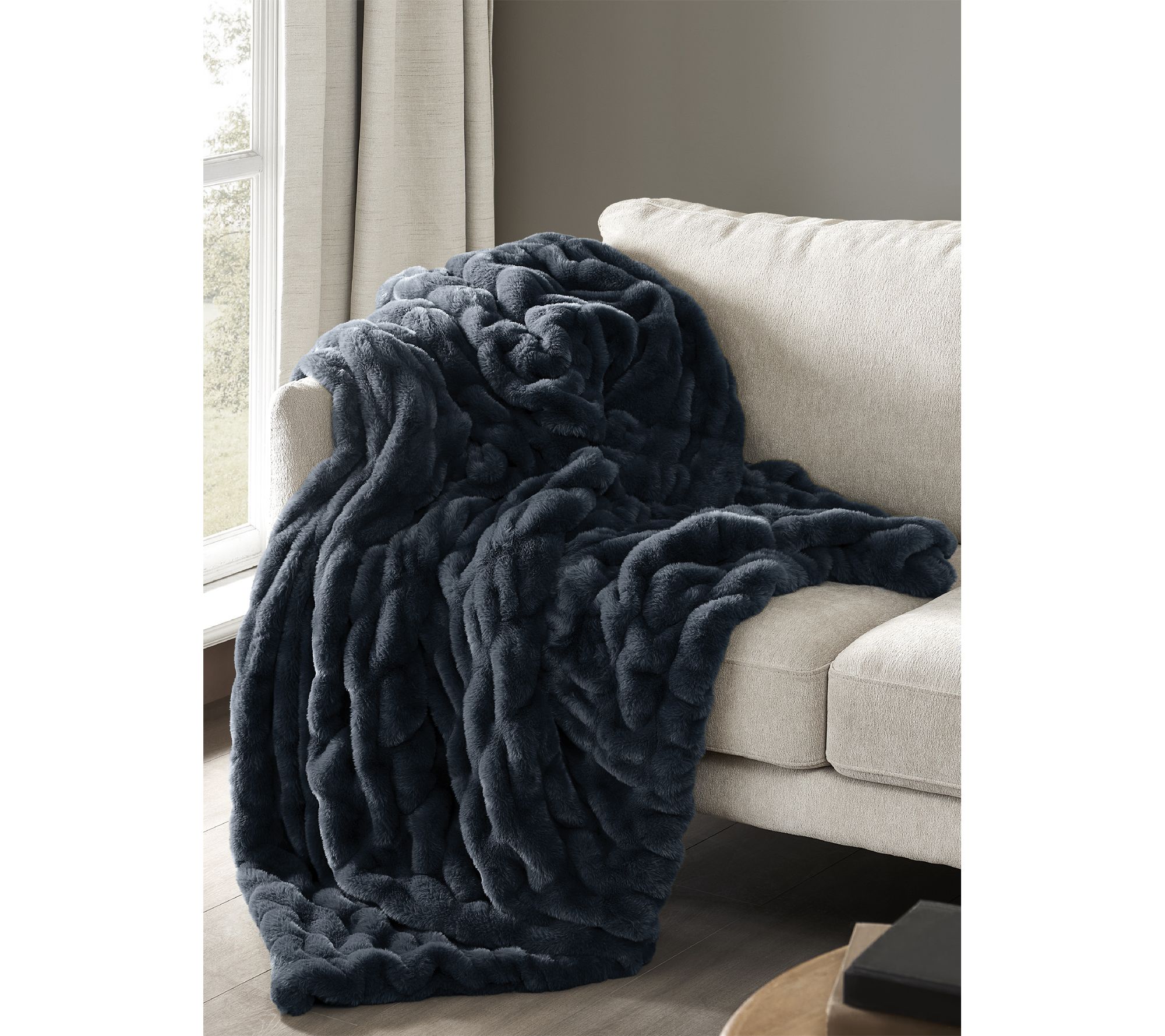 Brooklyn Loom Cloud Luxe Ruched Faux Fur 50x70 Throw