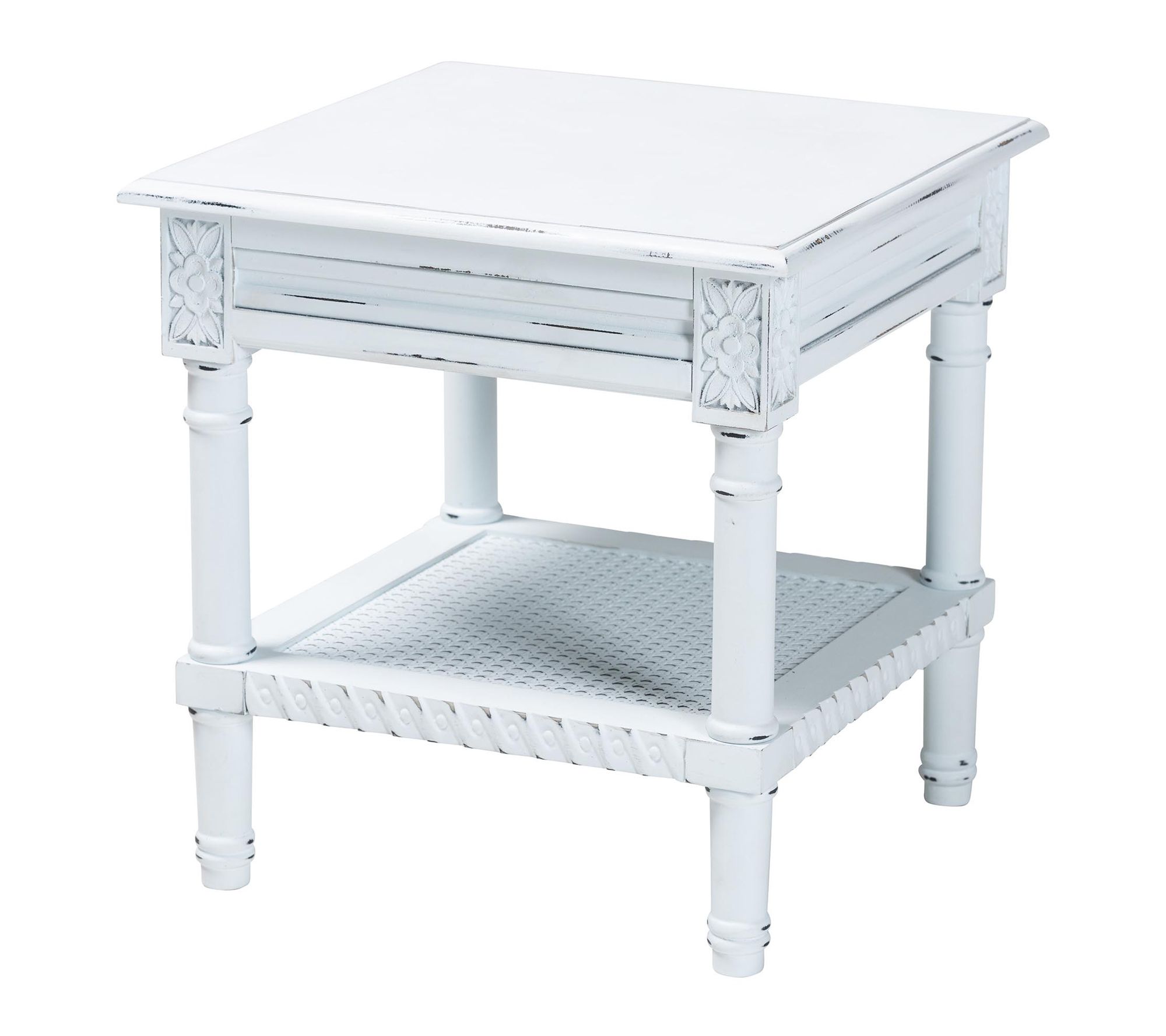 Baxton Studio J eanne Tradition al White Wood E nd Table