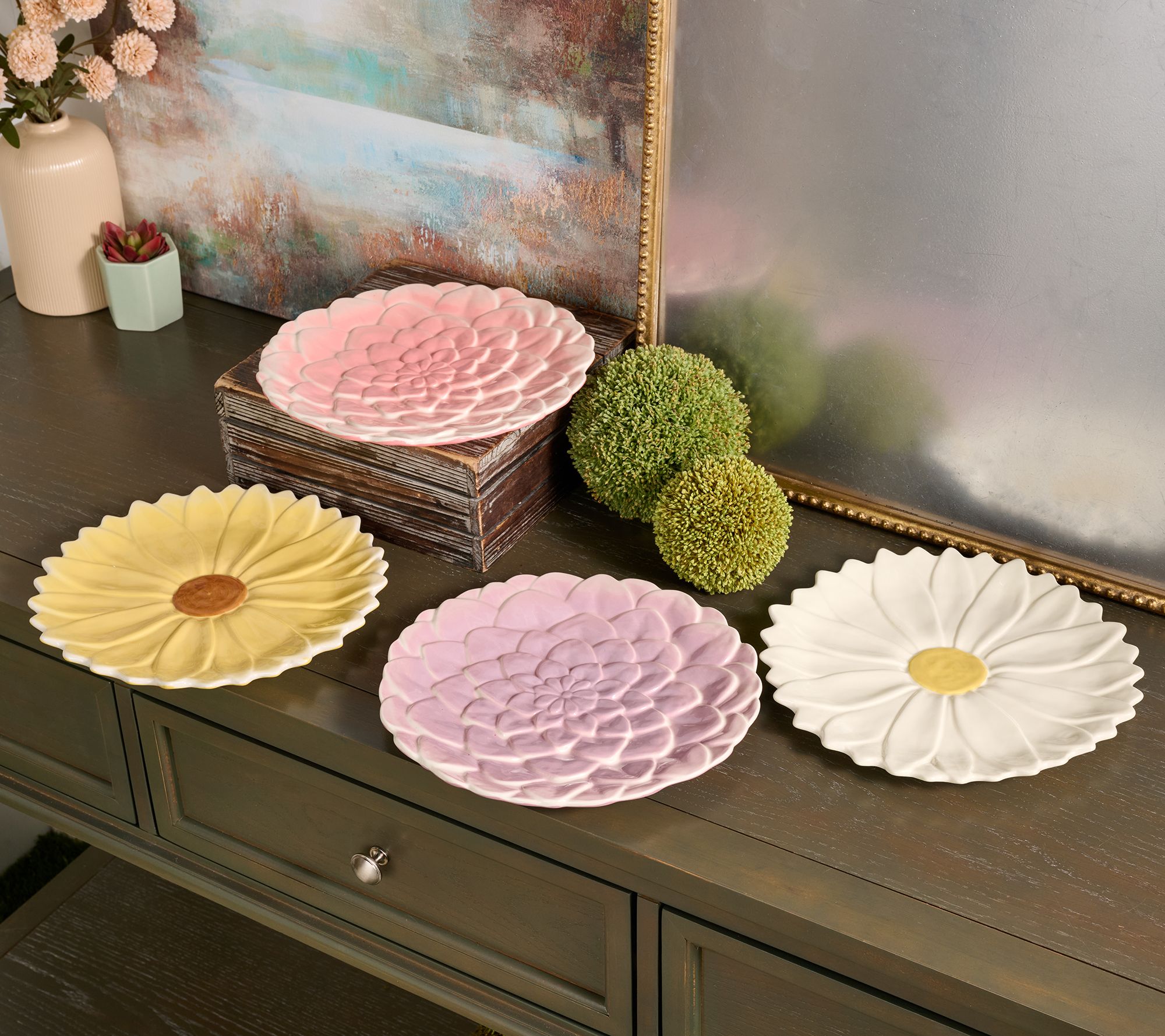 "As Is" Ode to Color by Lori Weitzner S/4 Flower Dinner Plates