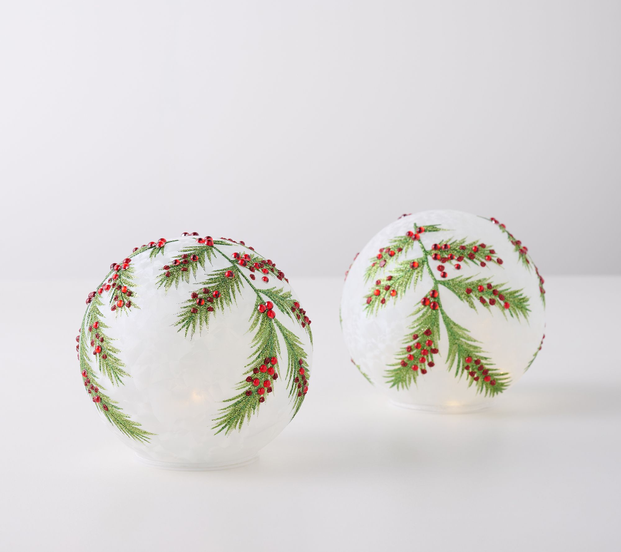 "As Is" Set of 2 6" Illuminated Glass Spheres by Valerie