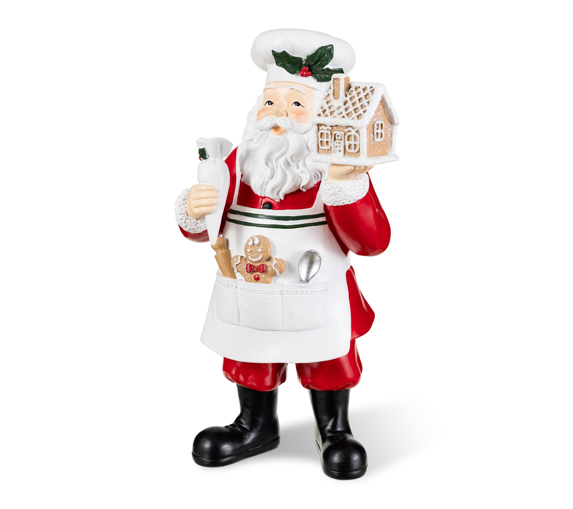 Glitzhome 11"H Christmas Resin Santa Chef Figurine
